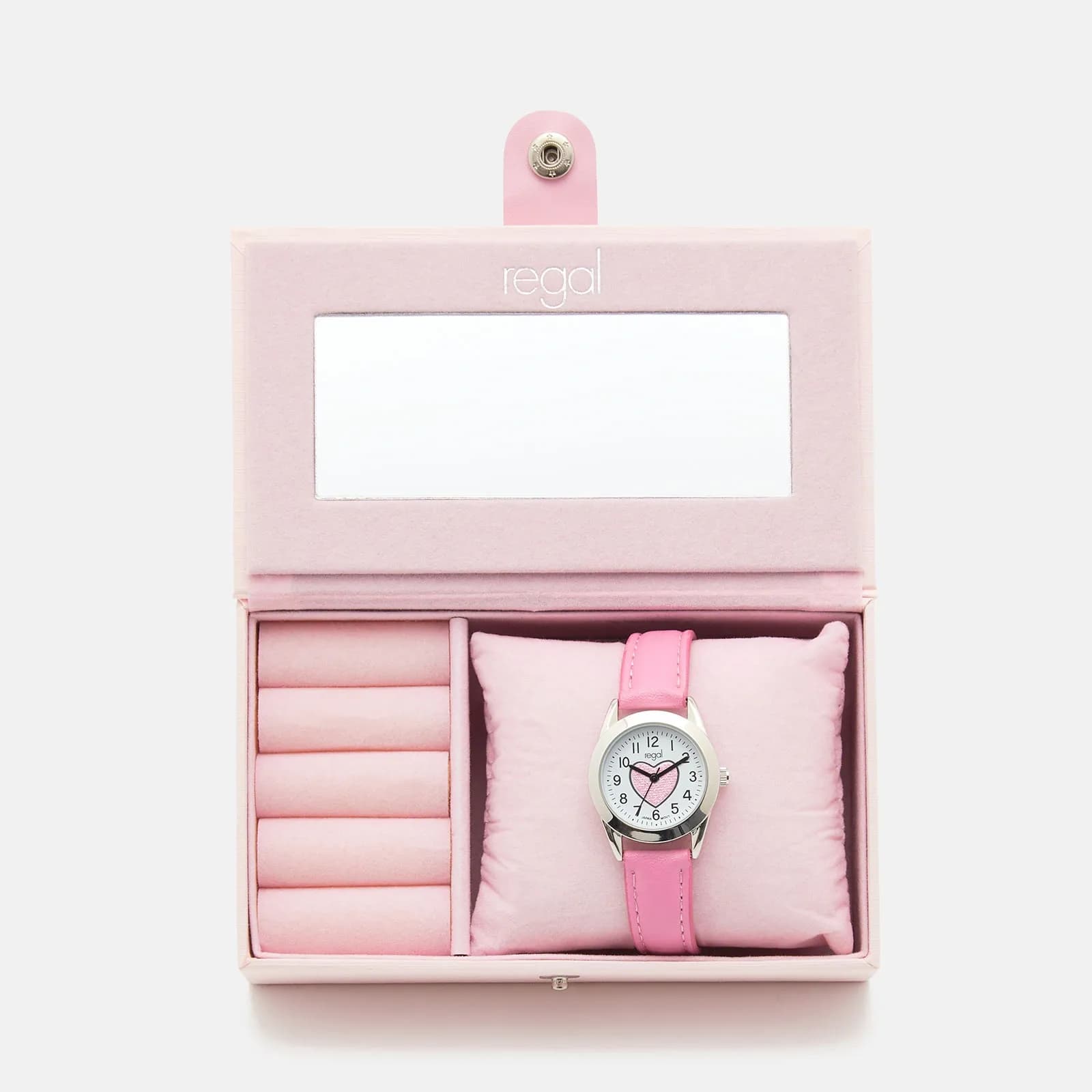 Regal barnklocka & smyckeskrin - silver/rosa, 27 mm