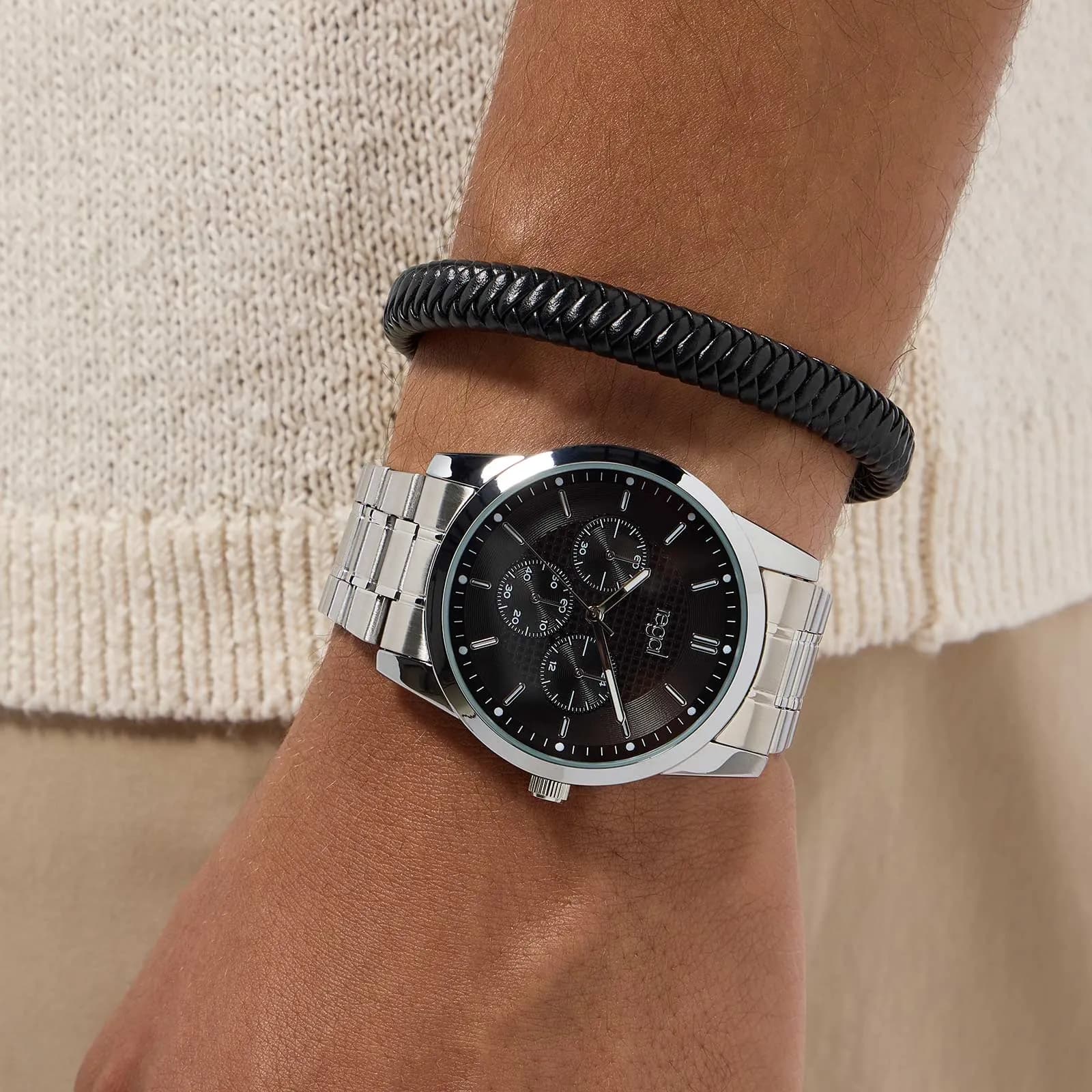 Regal klockset herr - metall, silver/svart, 42mm 4