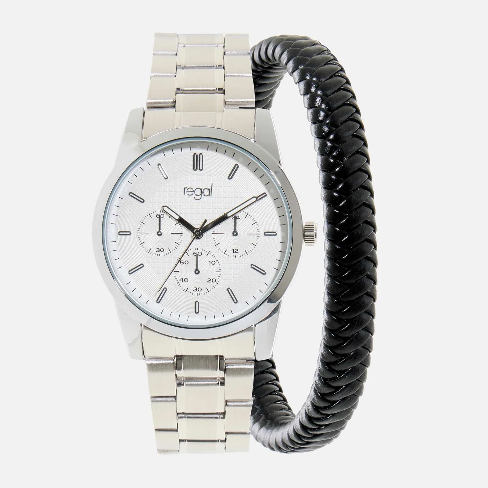 Regal klockset herr - metall, silver/vit, 42mm 2