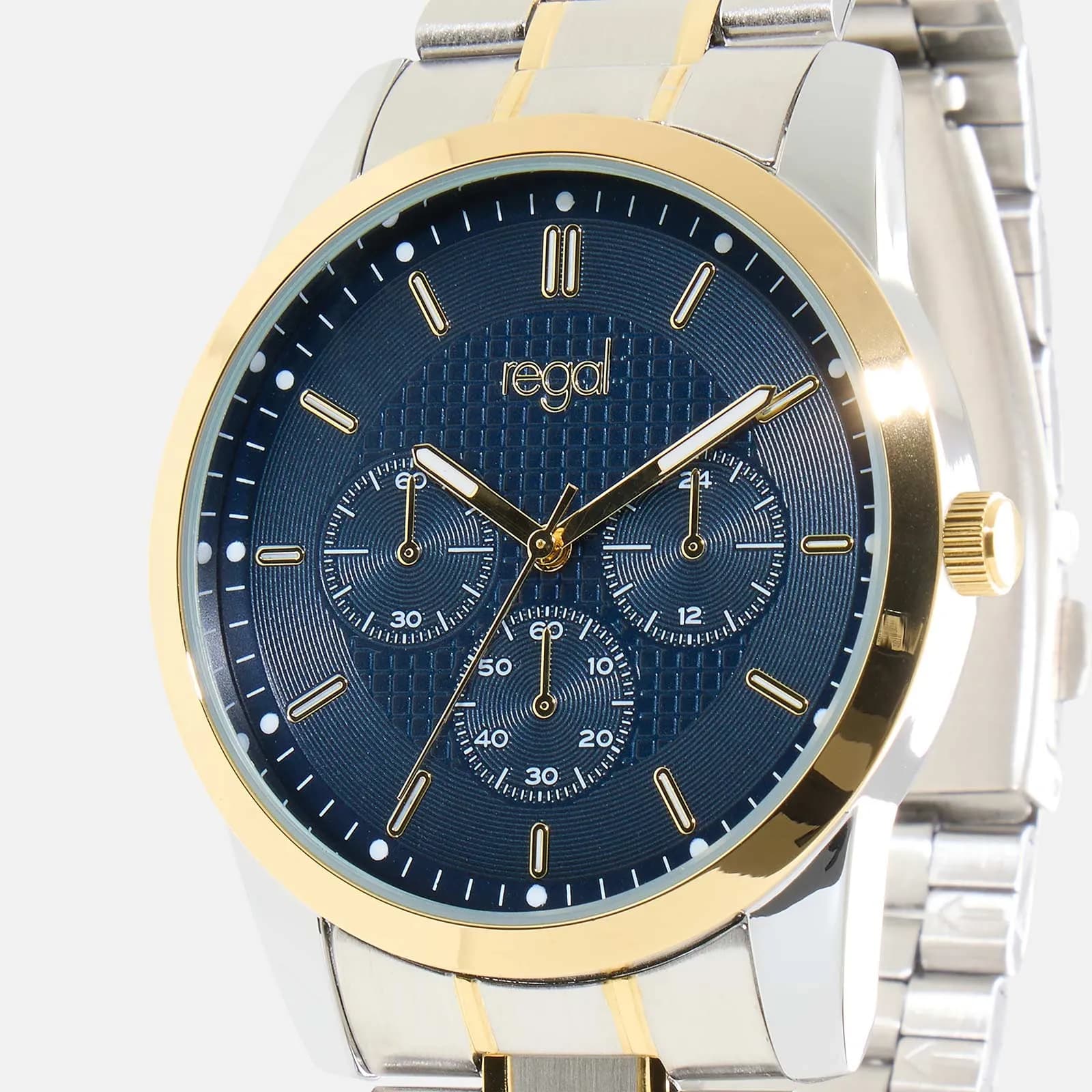 Regal klockset herr - metall, bicolor/blå, 42mm 3