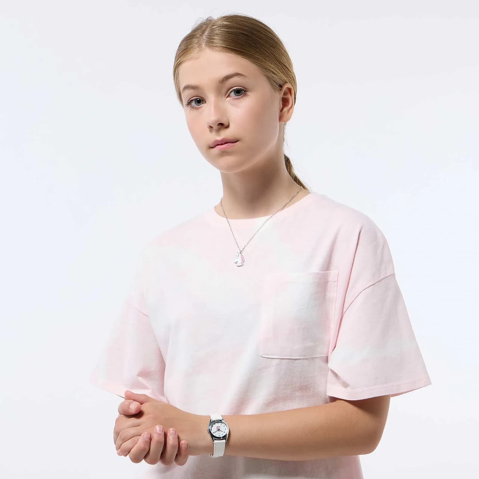 Regal barn klockset med halsband - vit, enhörning 5
