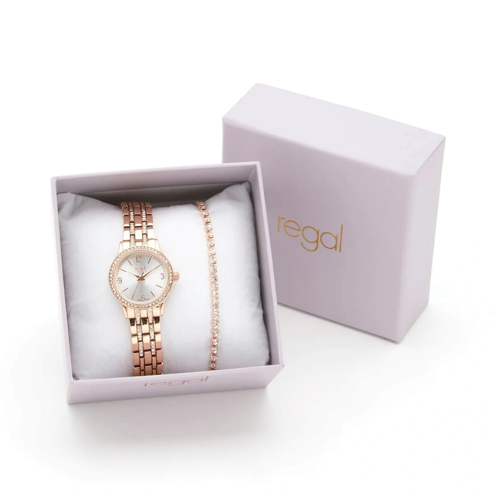 Regal klockset dam - metallband, rosegold, 26mm