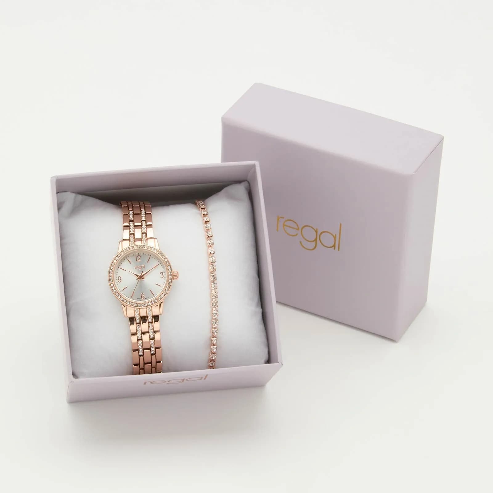 Regal klockset dam - metallband, rosegold, 26mm