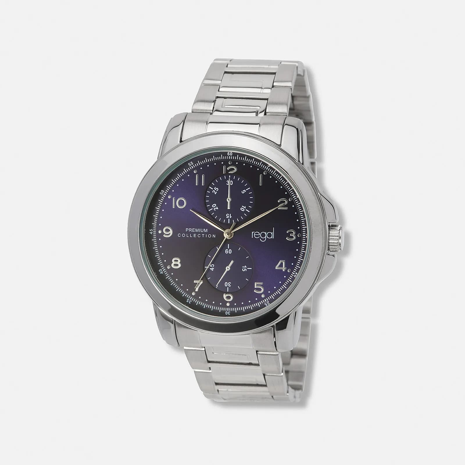 Regal klockset herr, metall, blå/silver - 45 mm 2