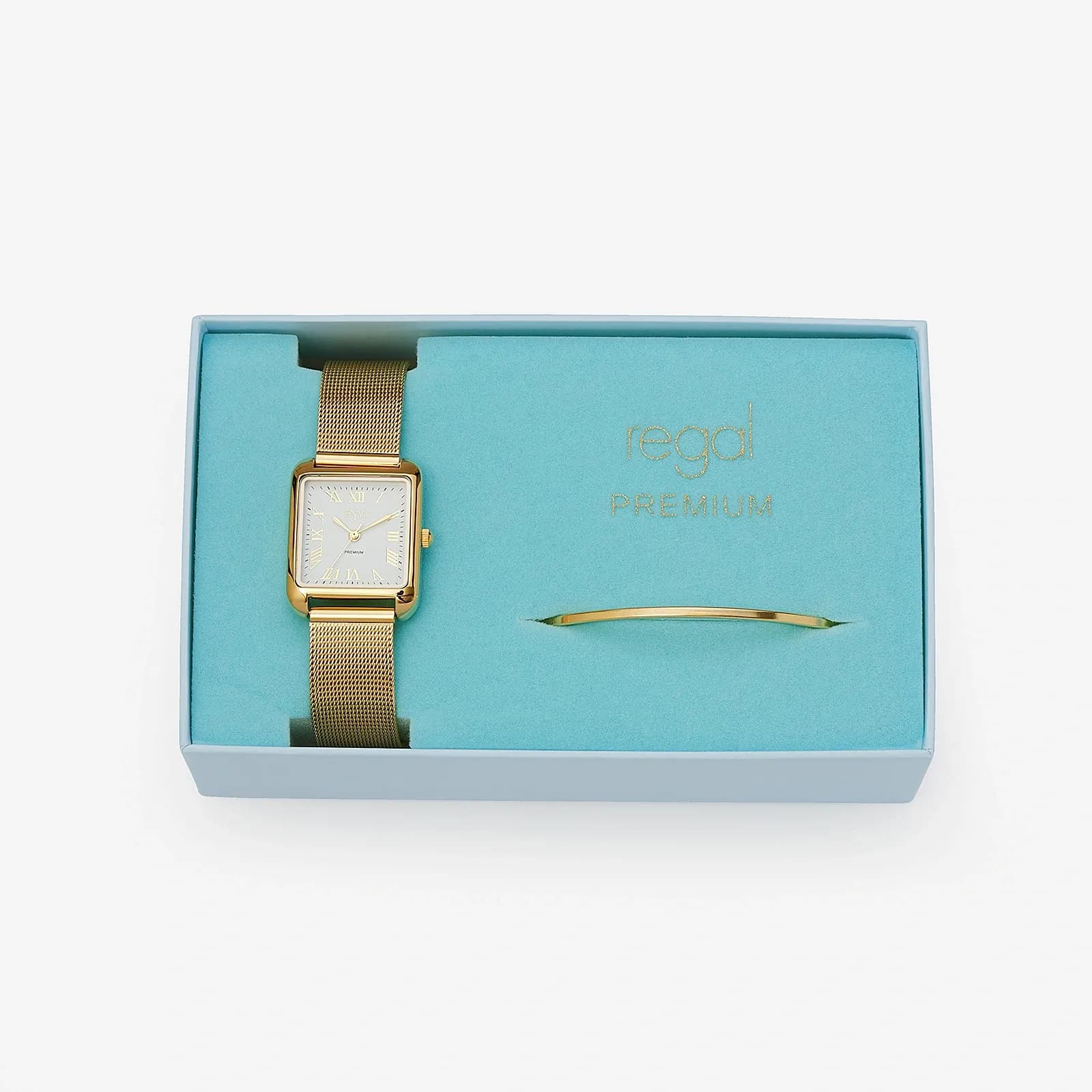 Regal Premium klockset dam guld/vit mesh - 25X25 mm