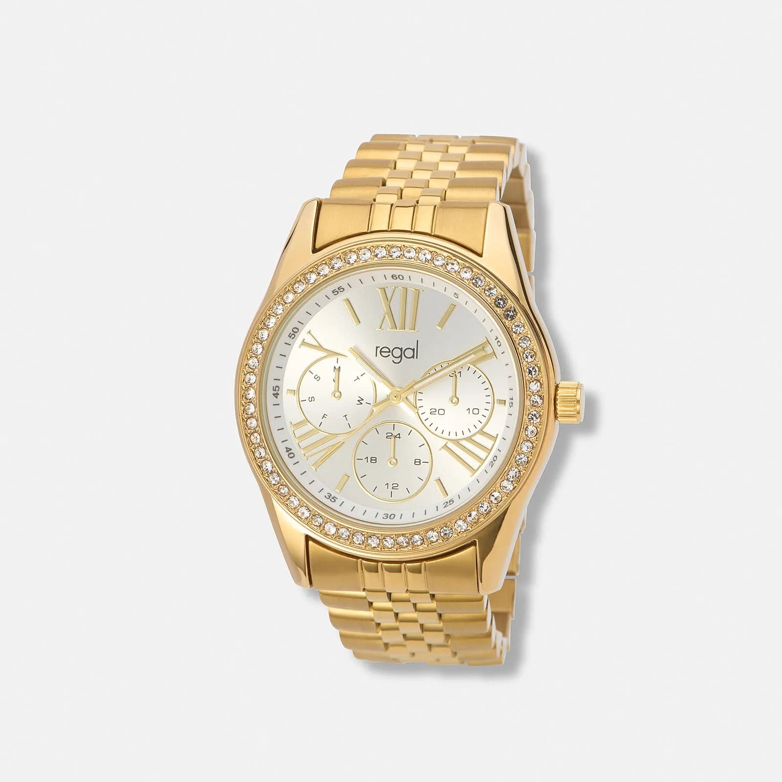 Regal klockset dam, metall, vit/guld - 38 mm 2