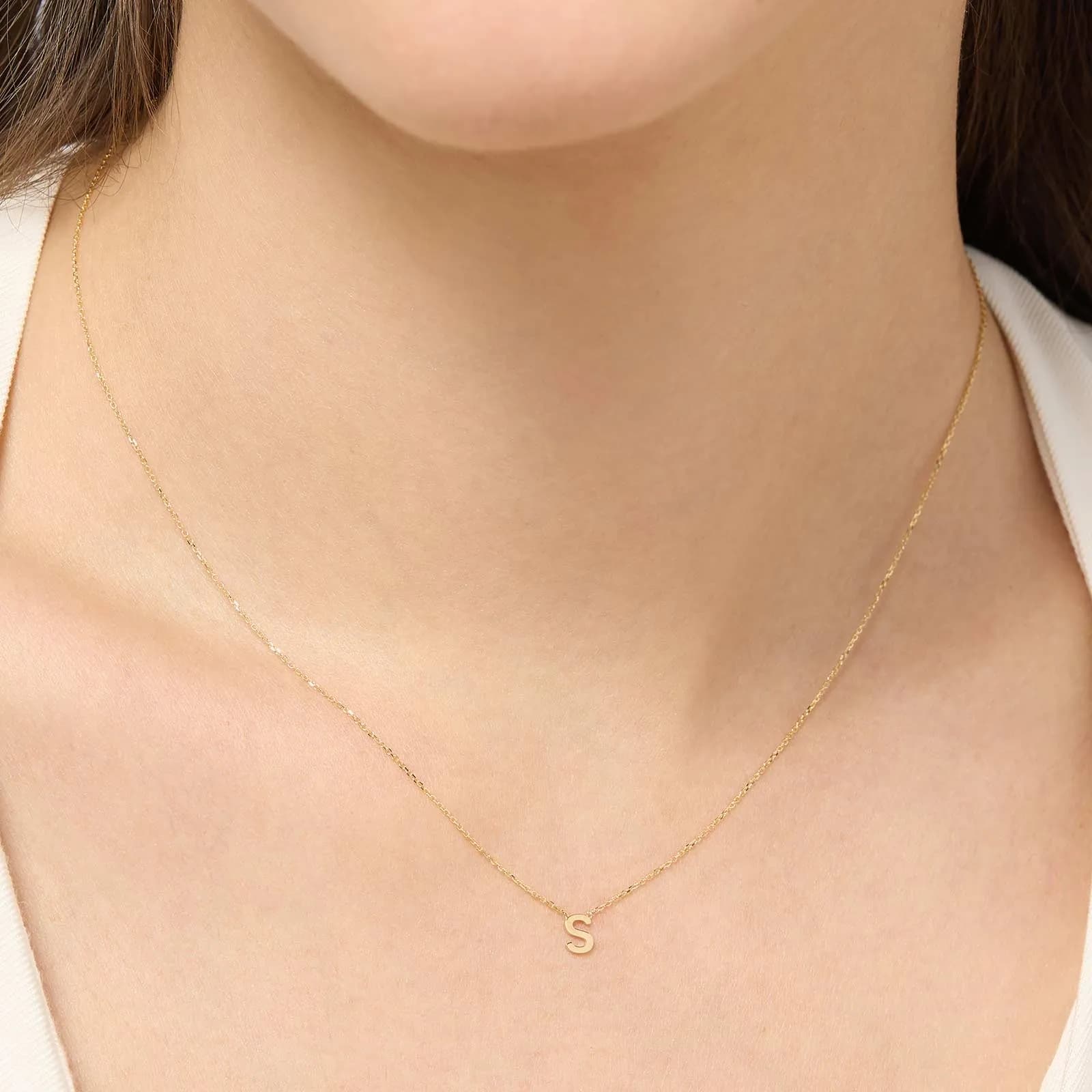 Halsband 9k guld - bokstav S, 43cm 3