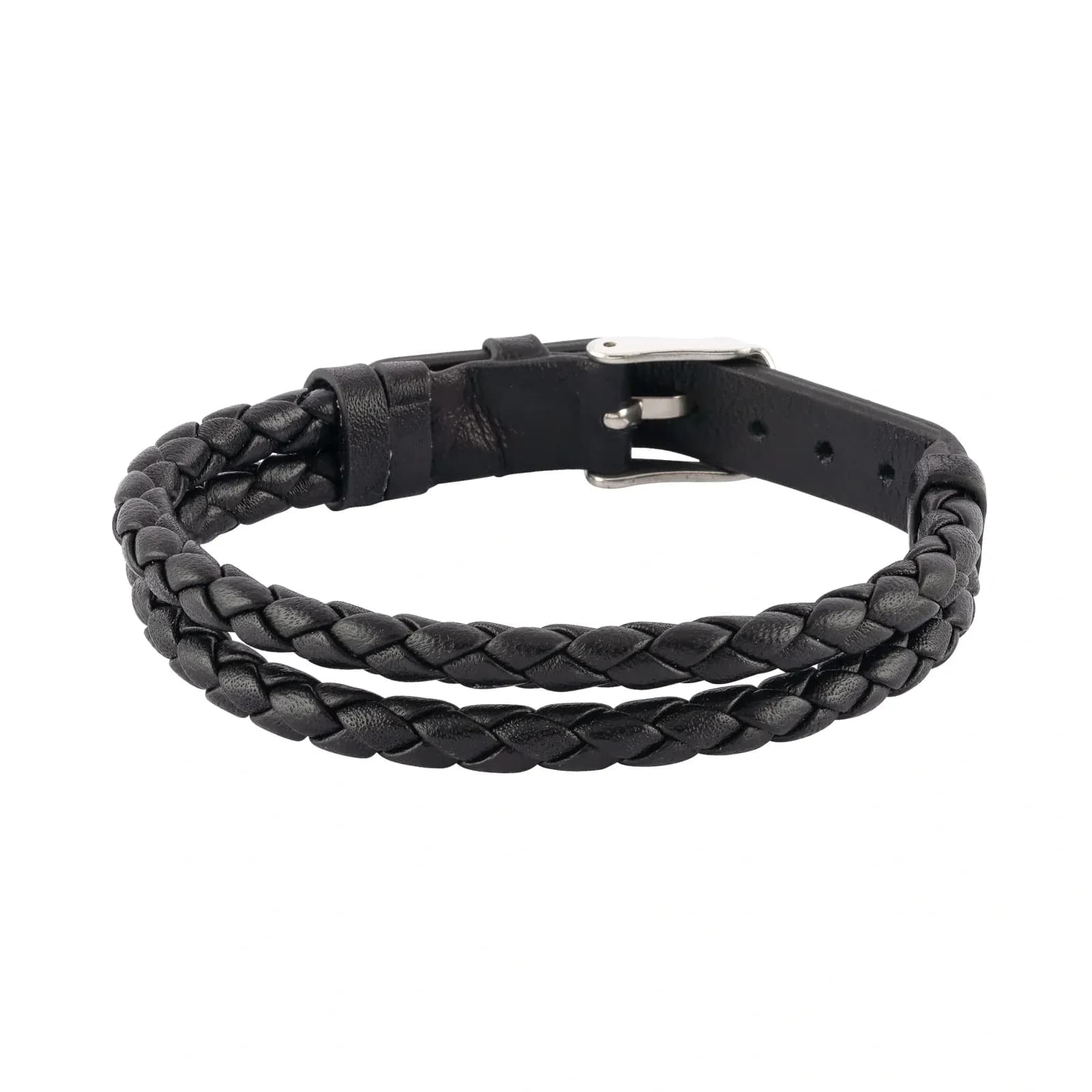 Armband herr läder & stål - svart