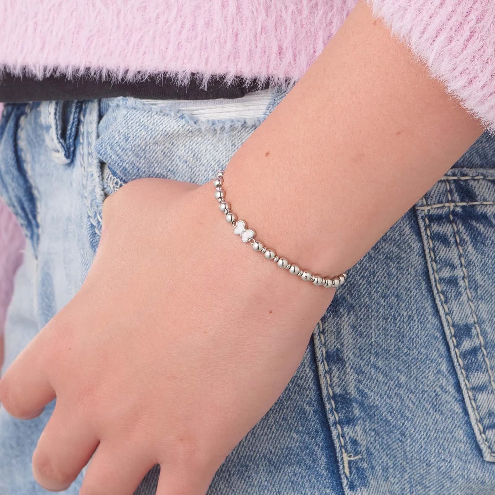 Armband i stål - elastiskt med fjäril, 13 cm 2