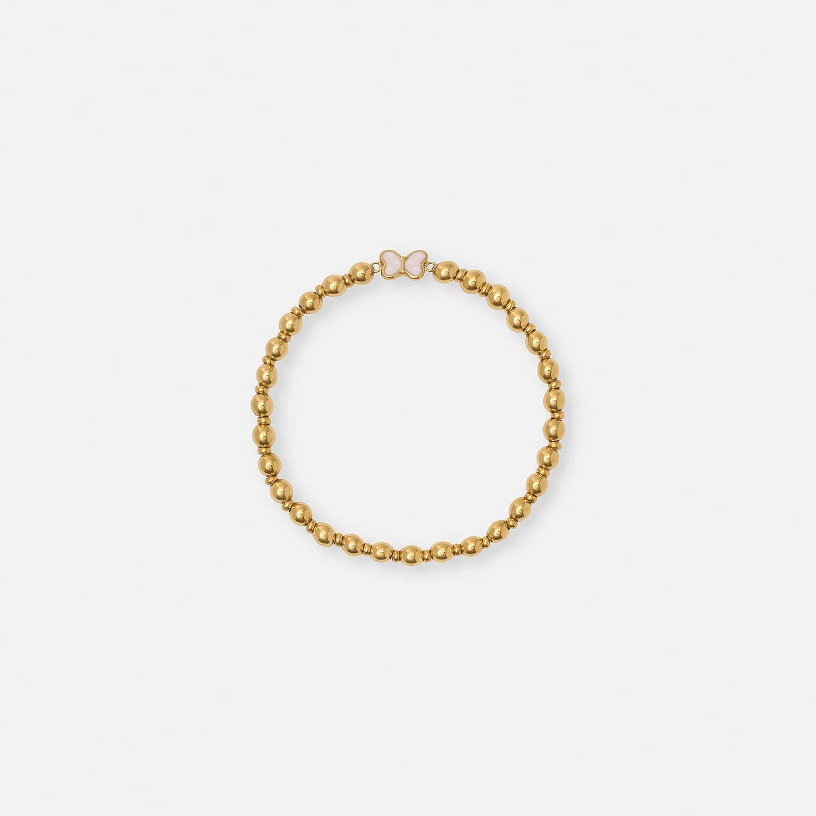 Armband i guldpläterat stål - elastiskt med fjäril, 13 cm