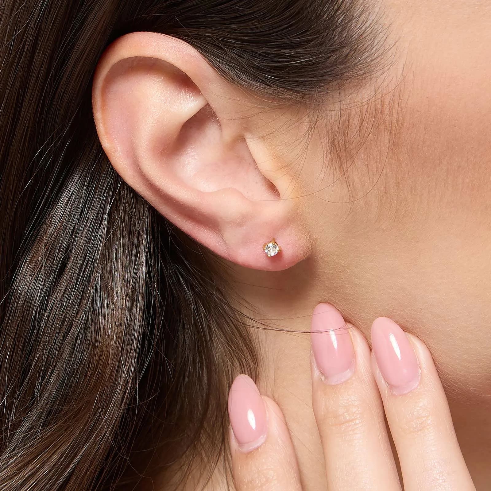 Guldpläterade stålörhängen - Kubisk Zirkonia 3mm 2