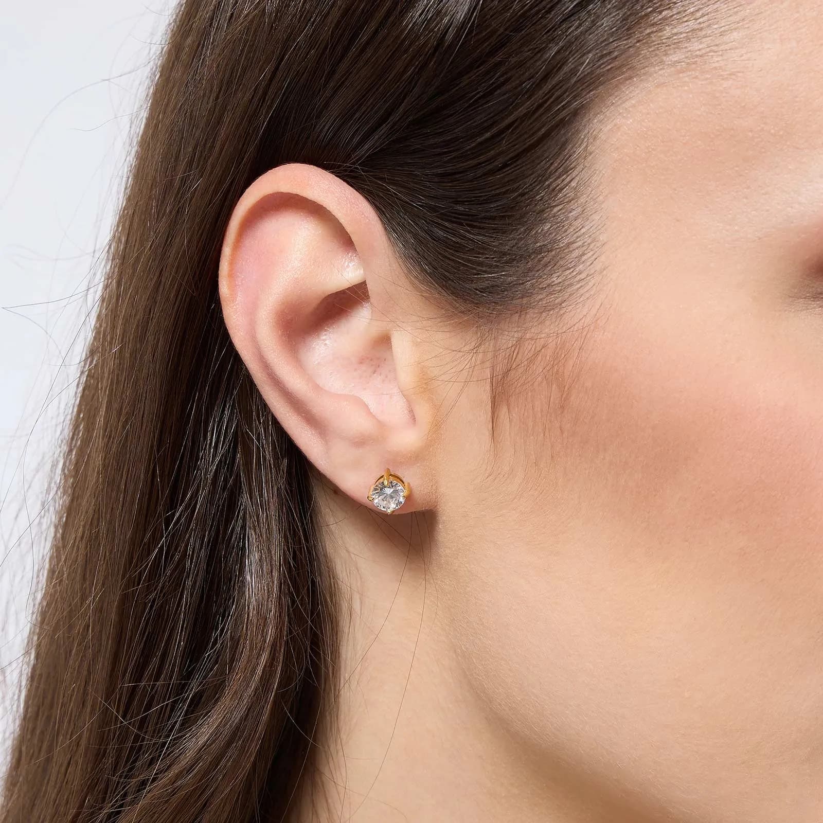 Guldpläterade stålörhängen - Kubisk Zirkonia 6mm 2