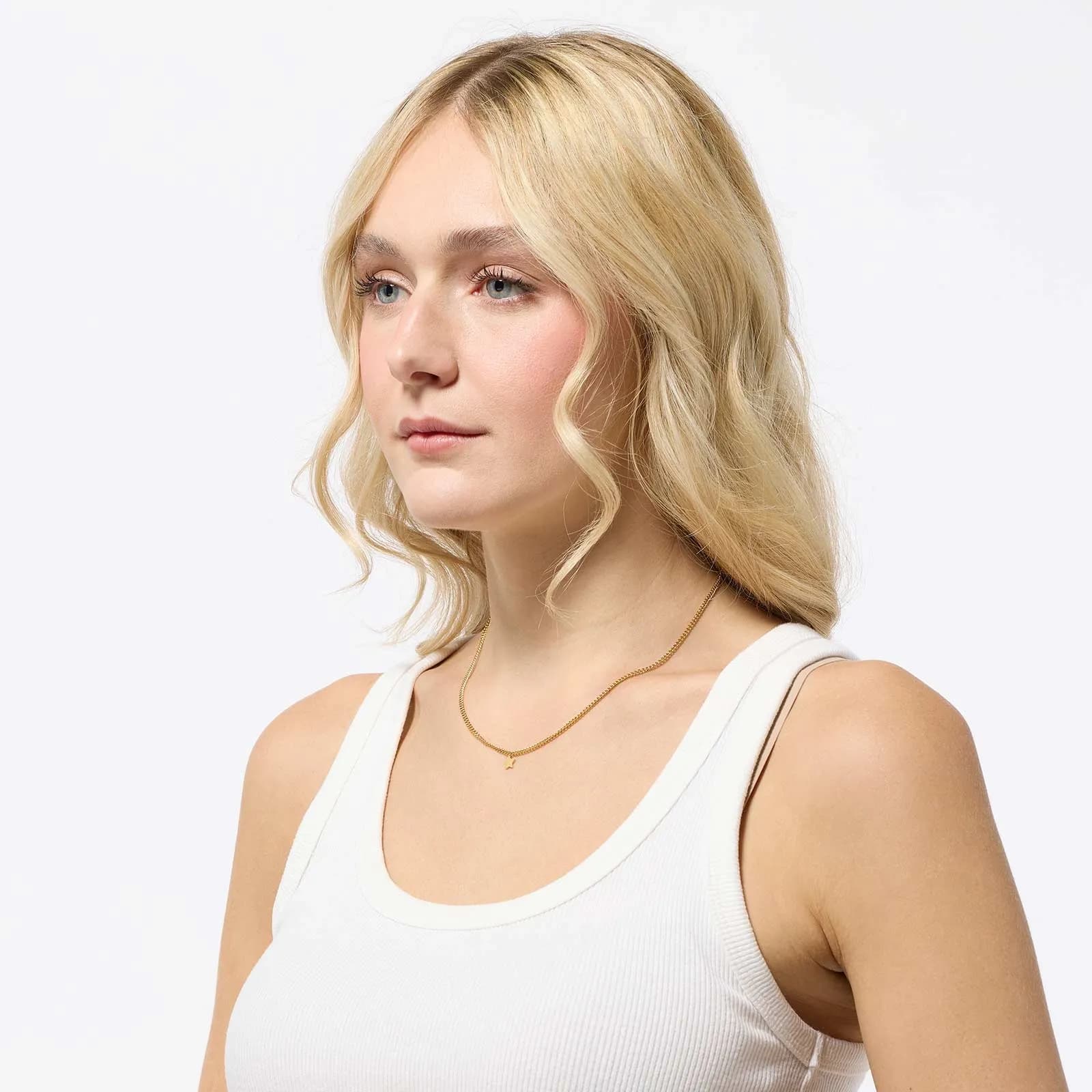Guldpläterat stålhalsband med stjärnhänge 42cm 3