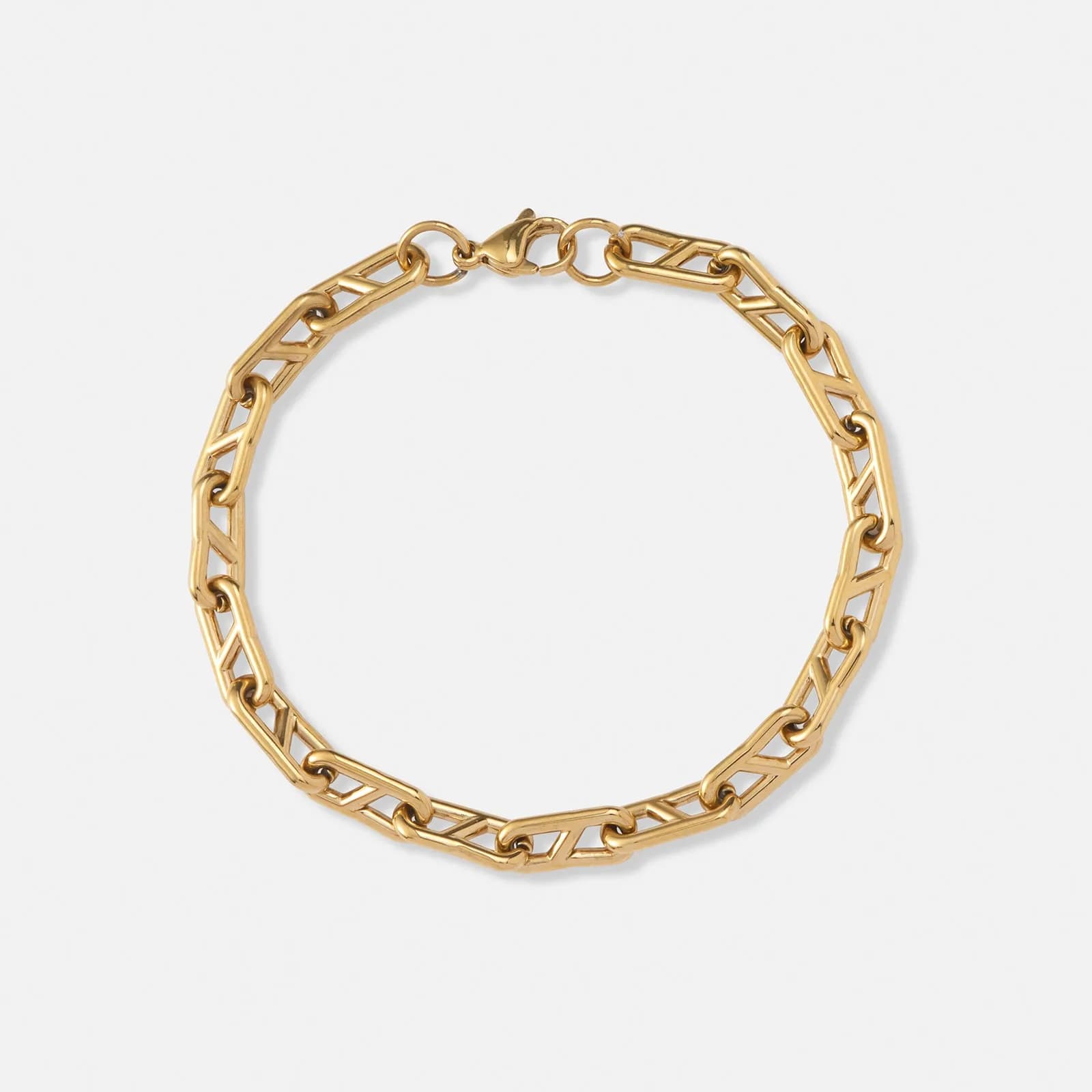 Guldpläterat stålarmband ankarlänk - 21,5cm