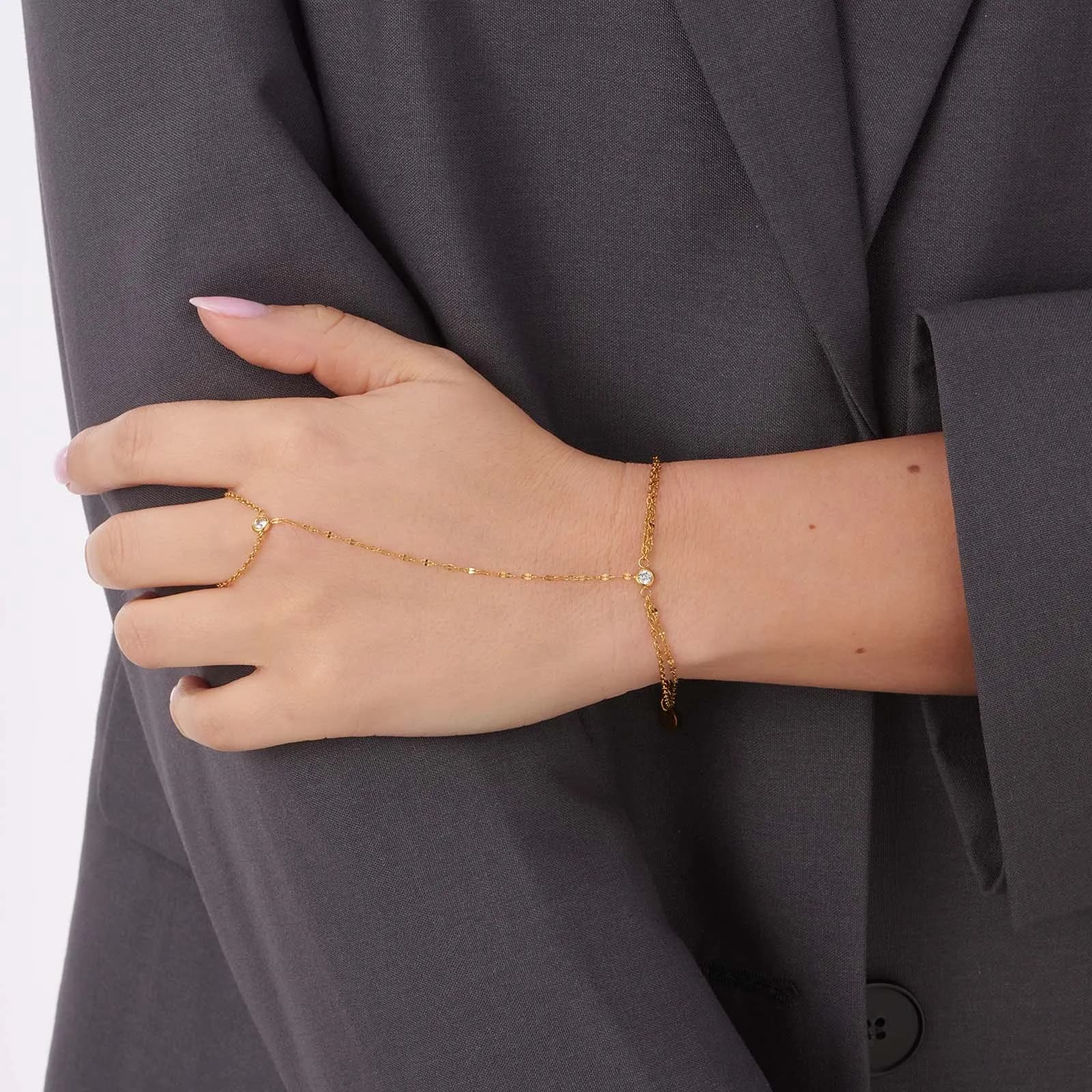 Ringarmband i guldpläterat stål - 16+3cm 2