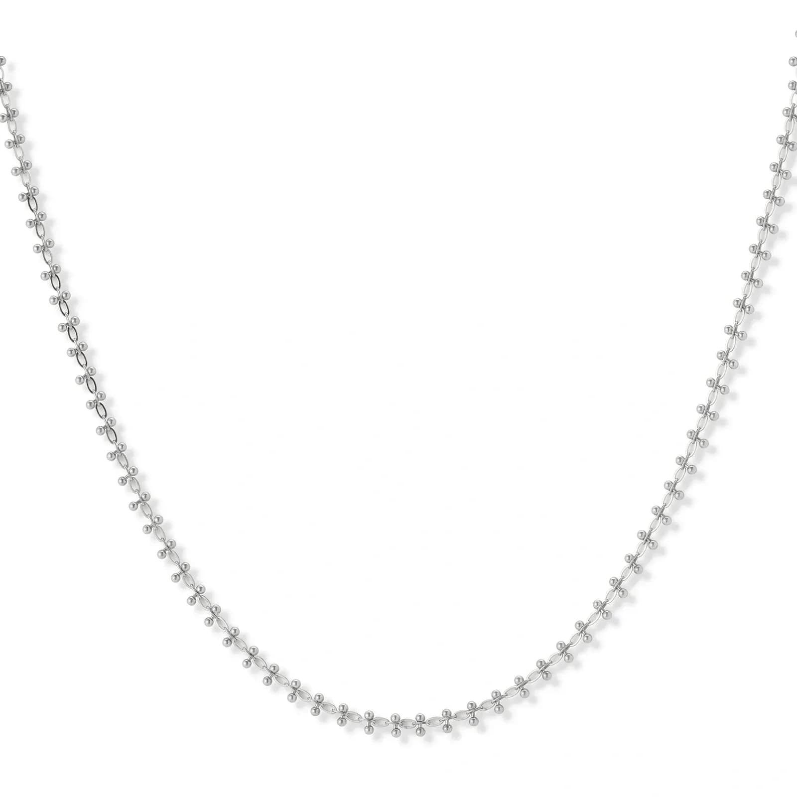 Stålhalsband, länk med kulor - 40+5cm