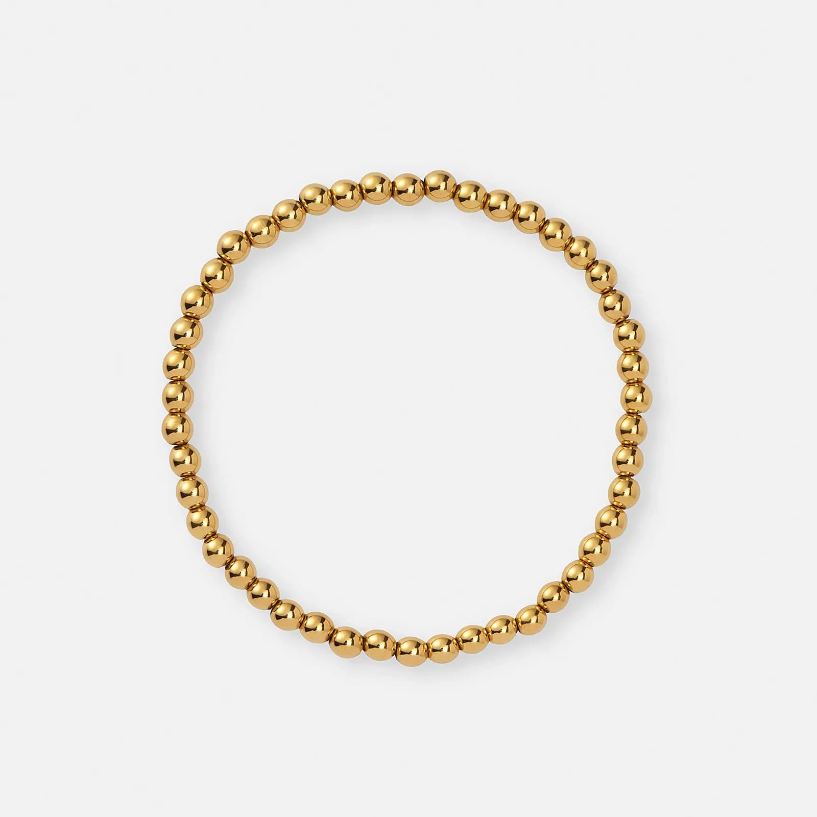 Armband i guldpläterat stål - elastiskt med 4mm kulor, 17cm