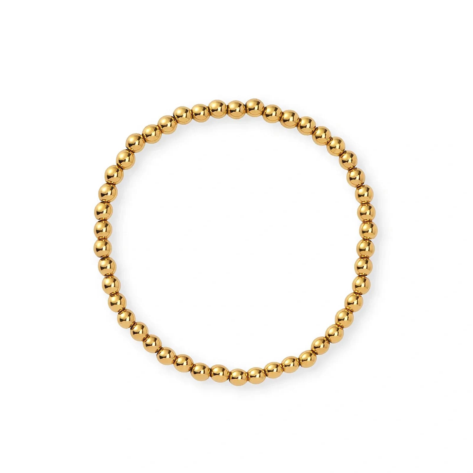 Armband i guldpläterat stål - elastiskt med 4mm kulor, 17cm