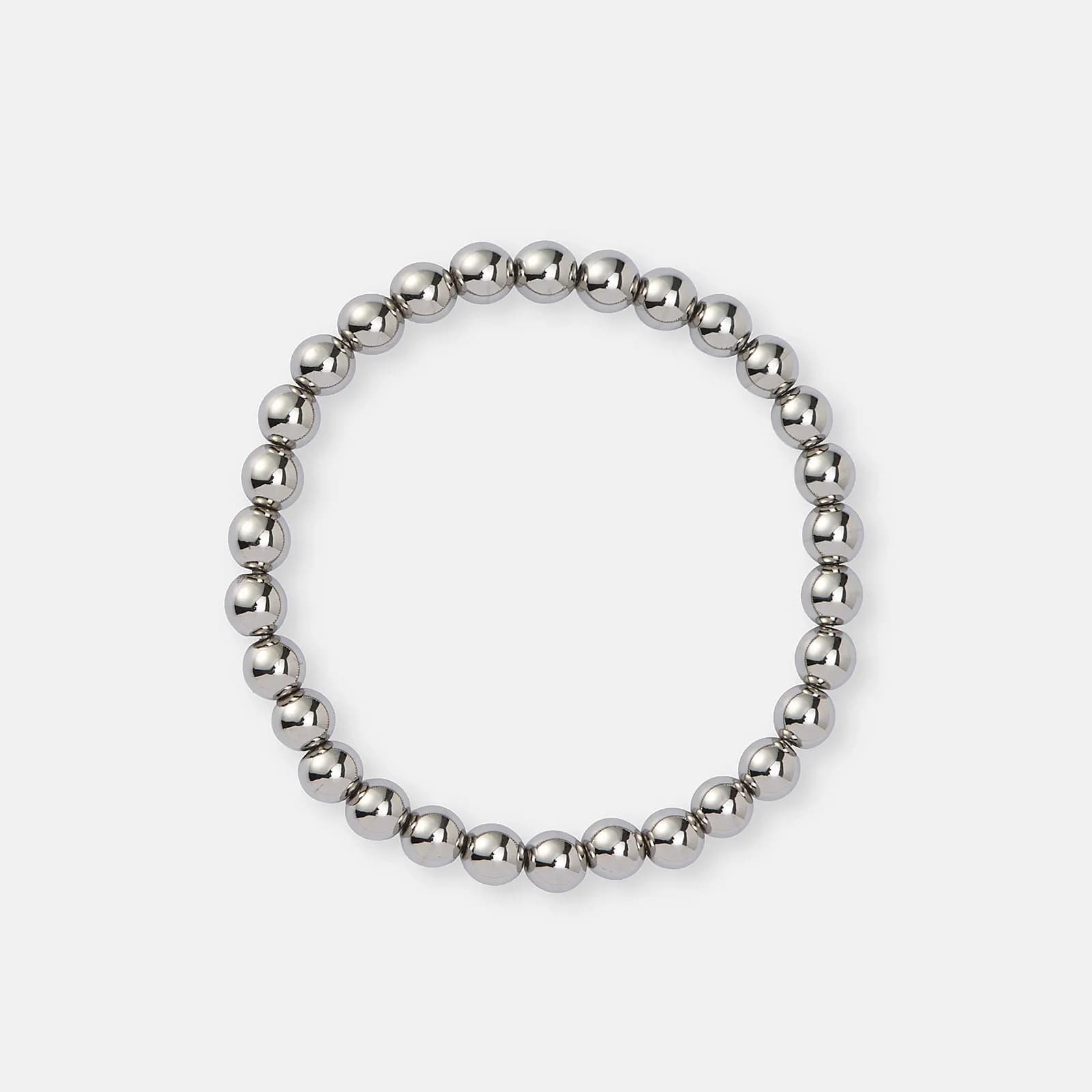Armband i stål - elastiskt med 6mm kulor, 17cm