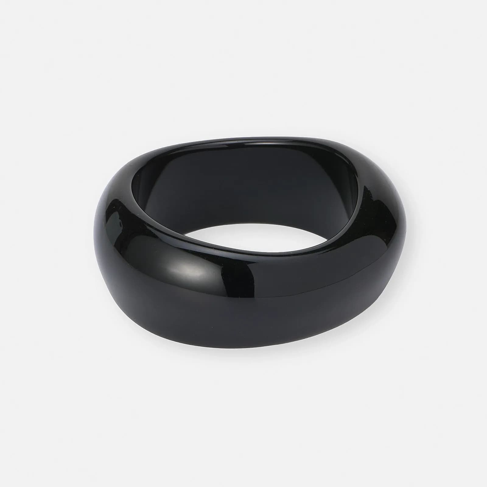 Stelt armband i svart resin - 3,5 cm brett, 63 mm i diameter 1