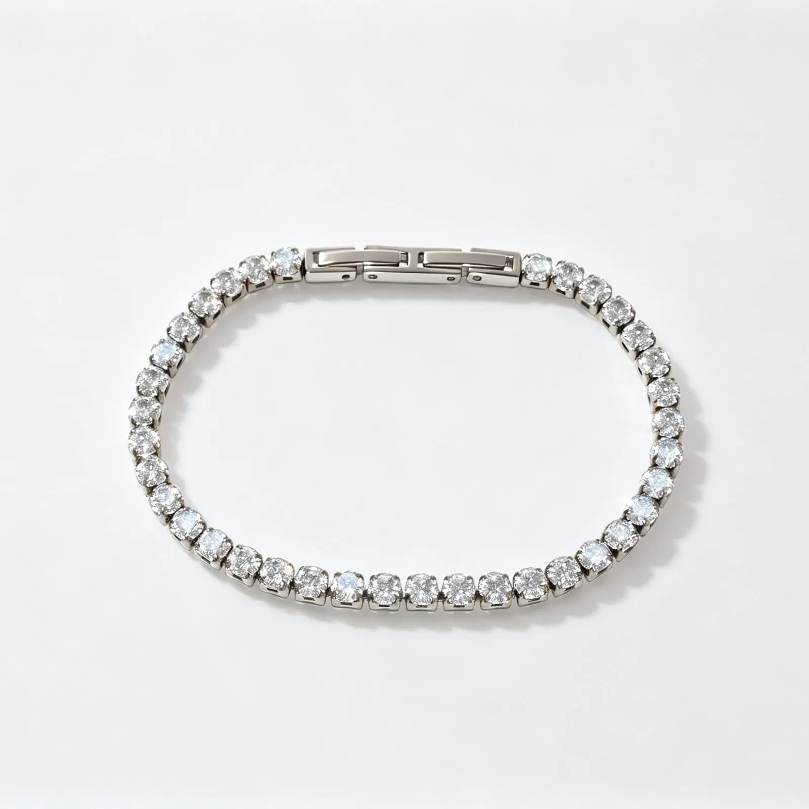 Stålarmband, tennisarmband med 4 mm cubic zirconia - 16+3,4 cm