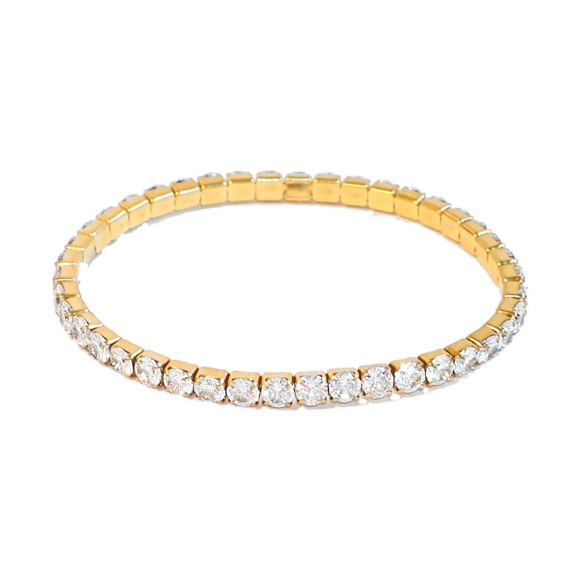 Guldpläterat stålarmband, tennisarmband med 4 mm cubic zirconia - One Size