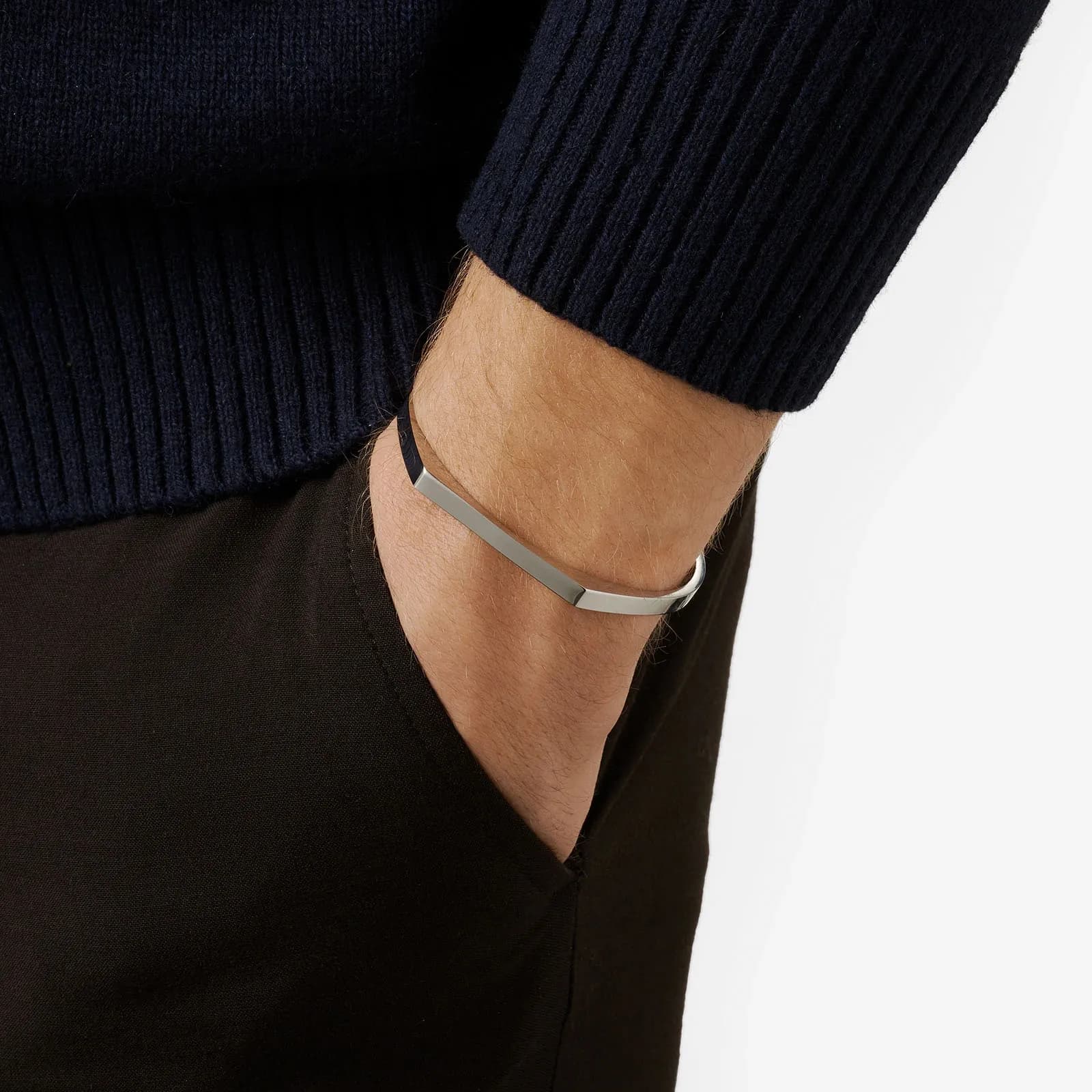 Stålarmband herr - Bangle med bricka 2
