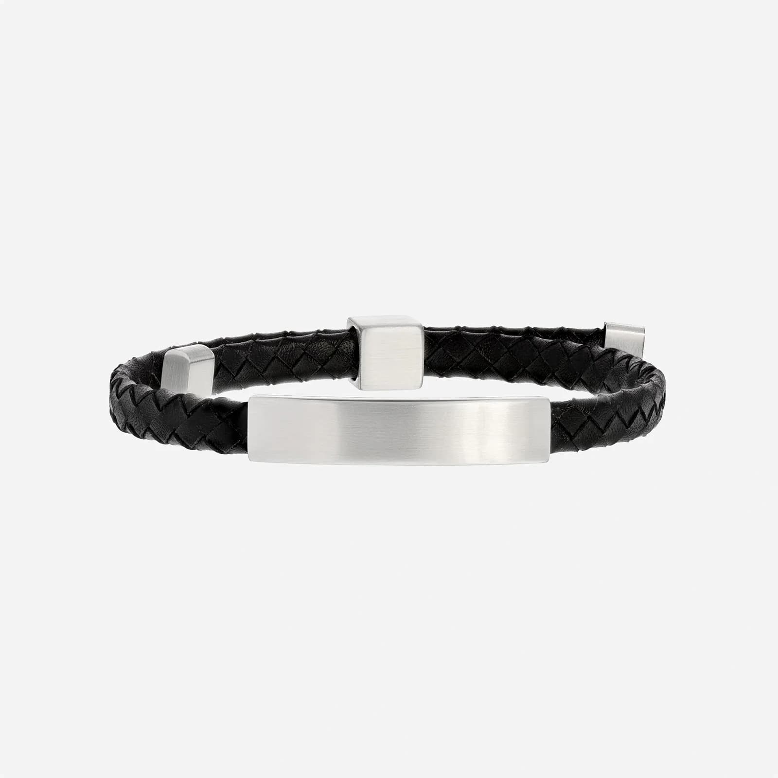 Armband herr - stålbricka & svart läder