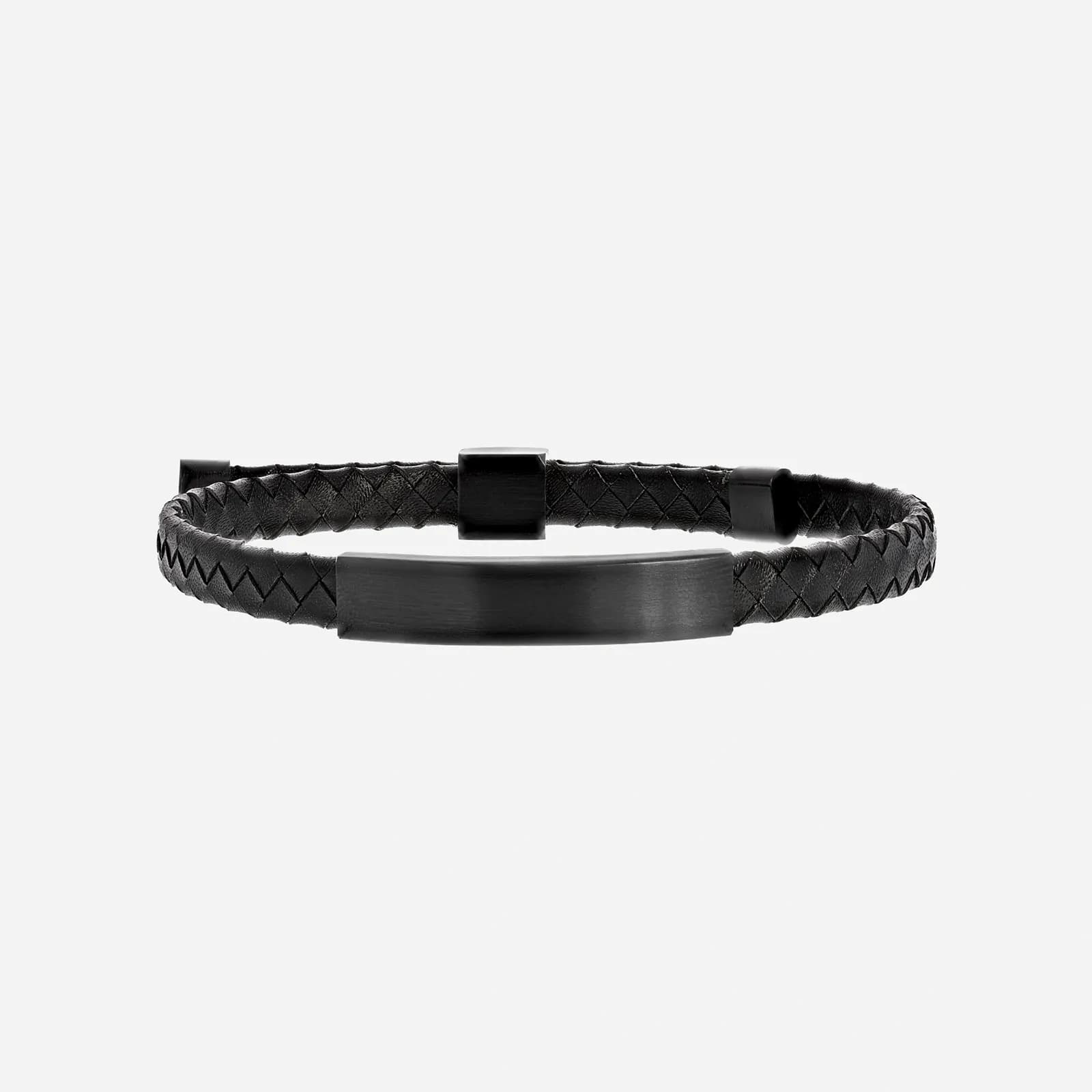 Armband herr - svart, stålbricka & läder