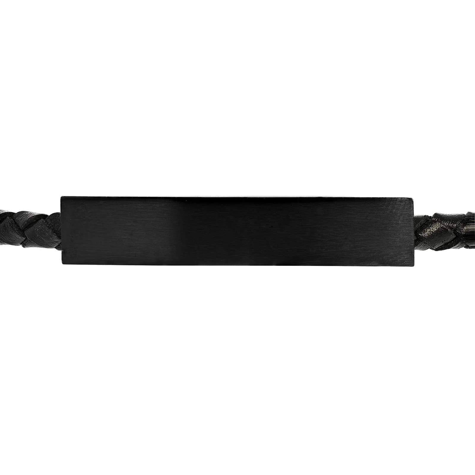 Armband herr - svart, stålbricka & läder 2