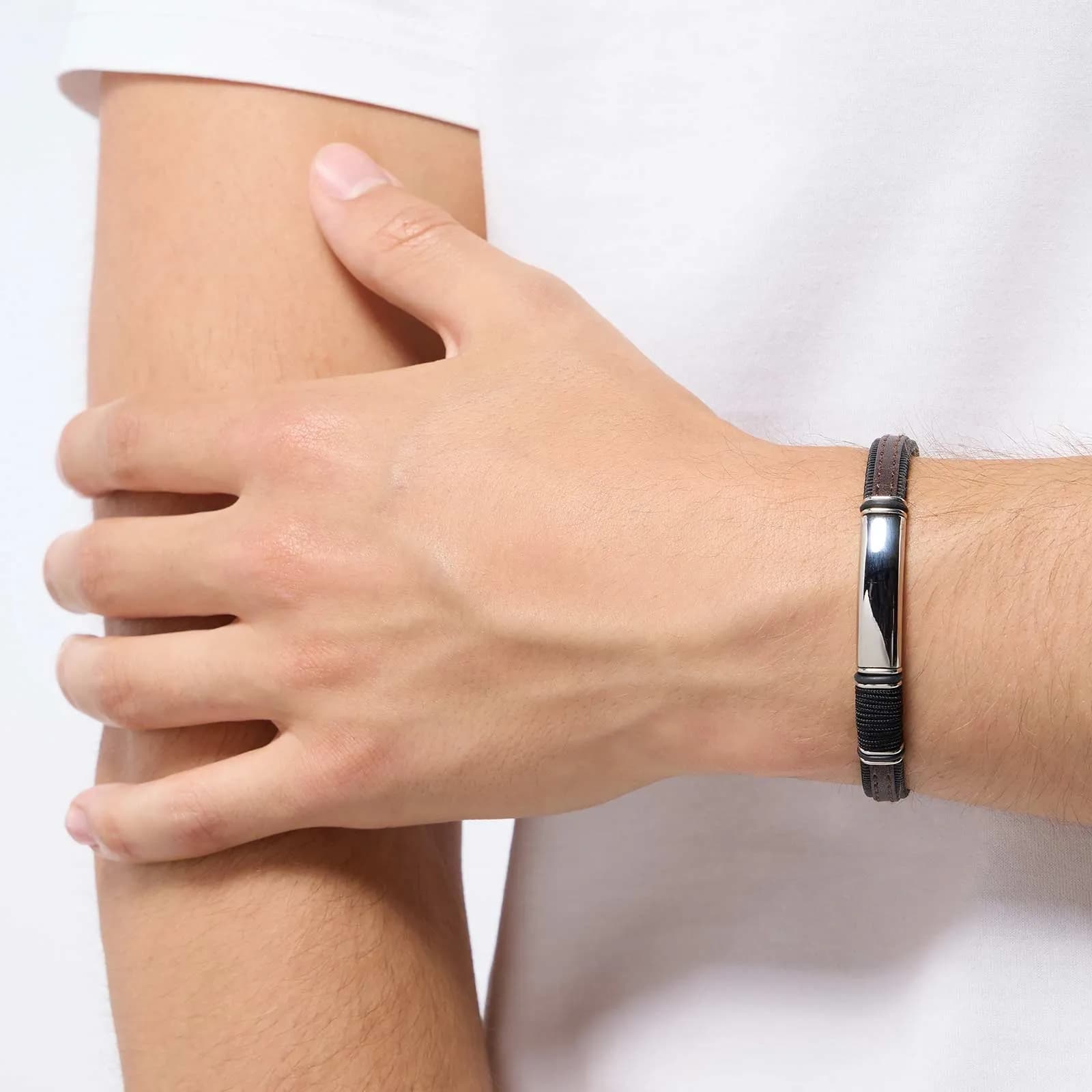 Armband herr - metallbricka, 21,5cm 2
