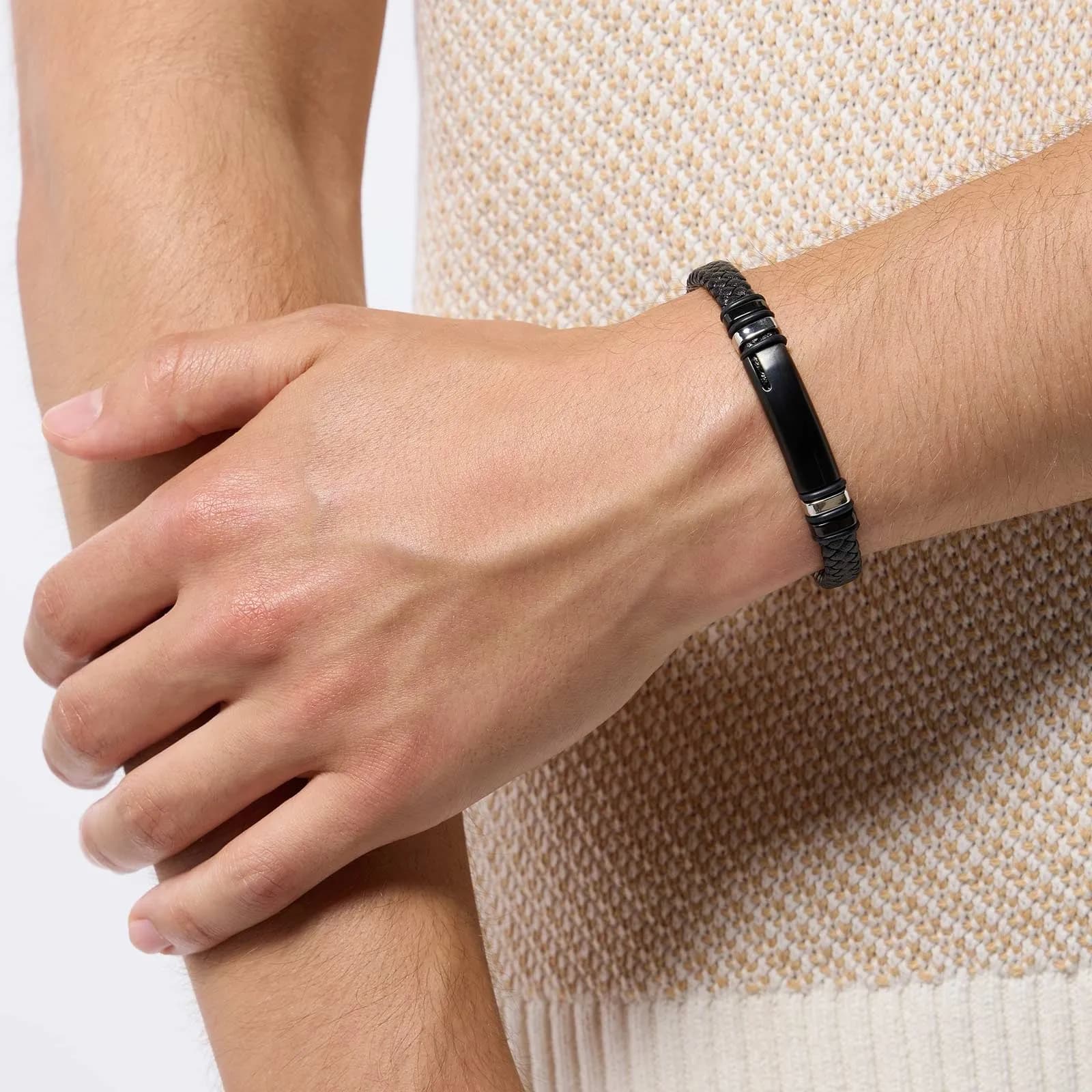 Armband herr - svart bricka, 21,5cm 2