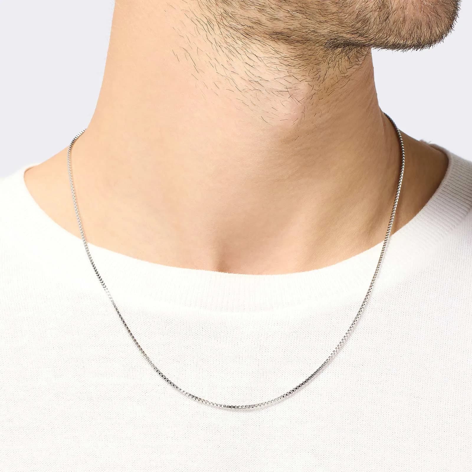 Stålhalsband herr - Box Chain 55cm 2