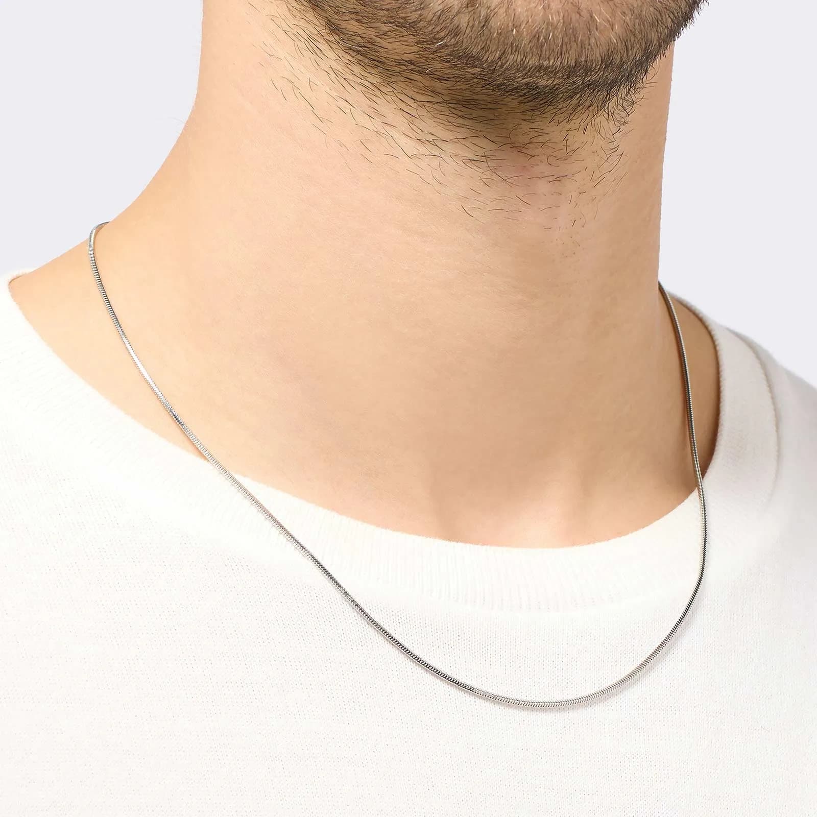 Stålhalsband herr - ormkedja 55cm 2