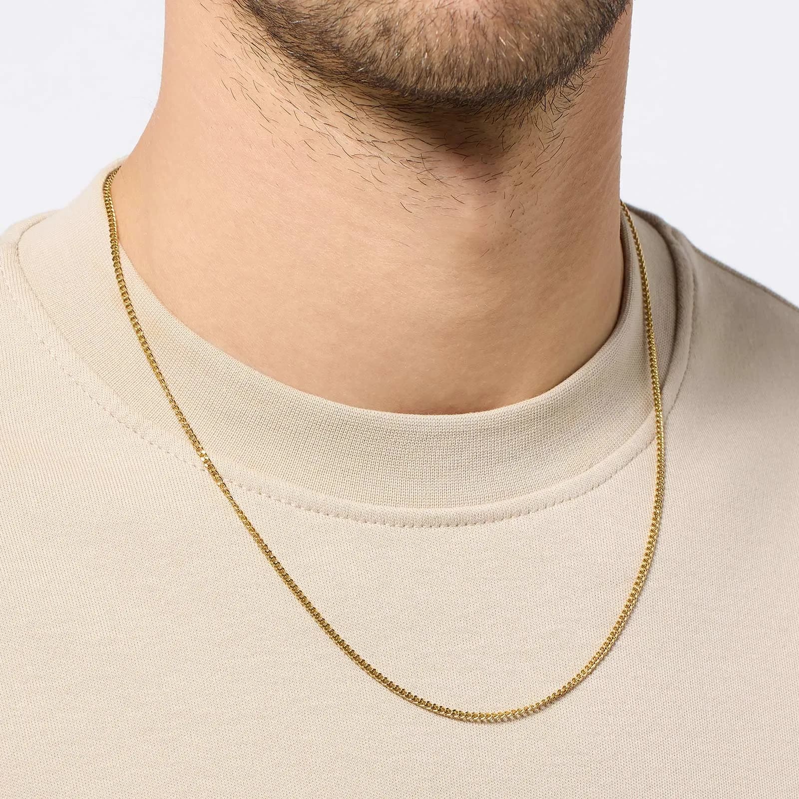 Guldpläterat stålhalsband - pansar 55cm 2