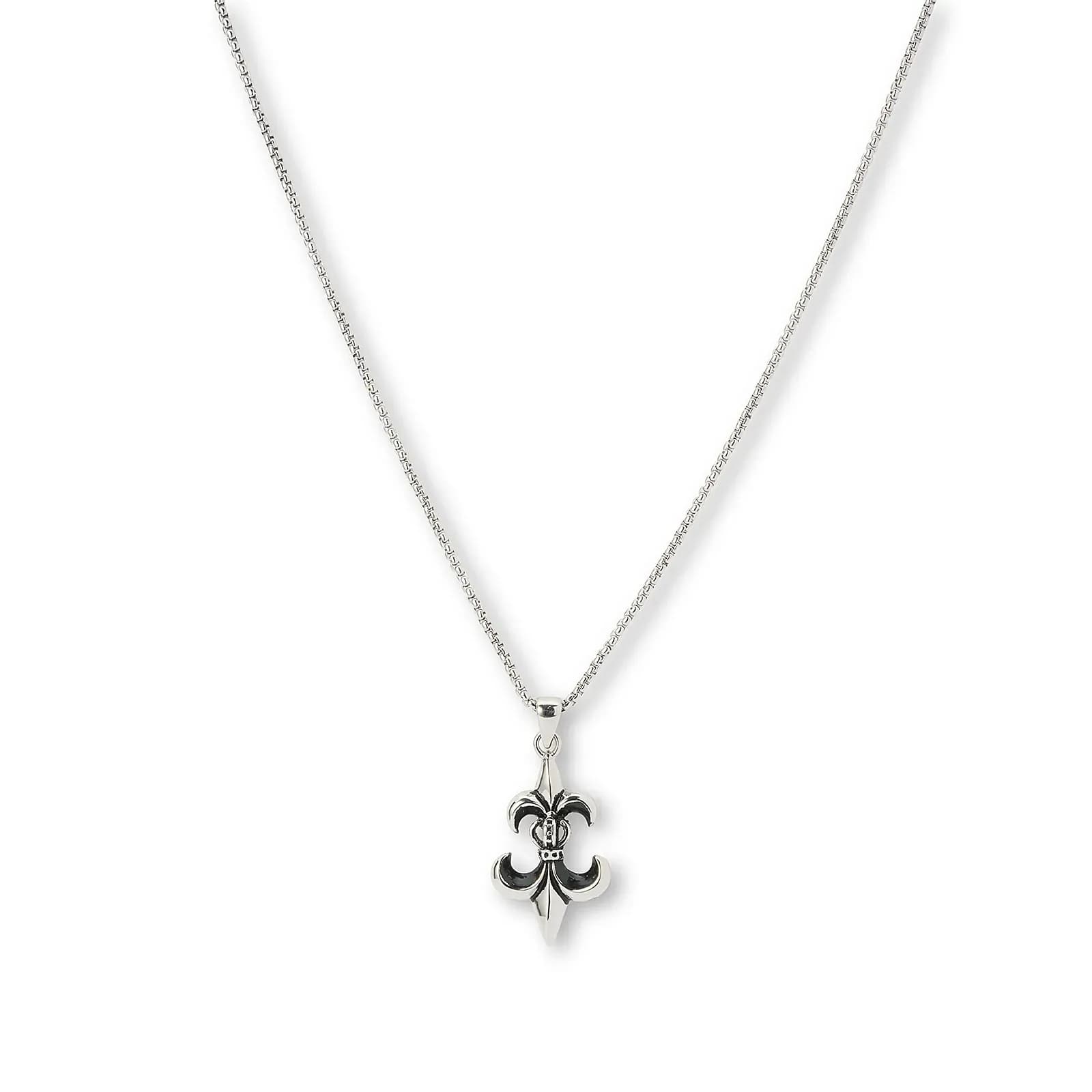 Stålhalsband för herr, oxiderad lilja - 55+5 cm