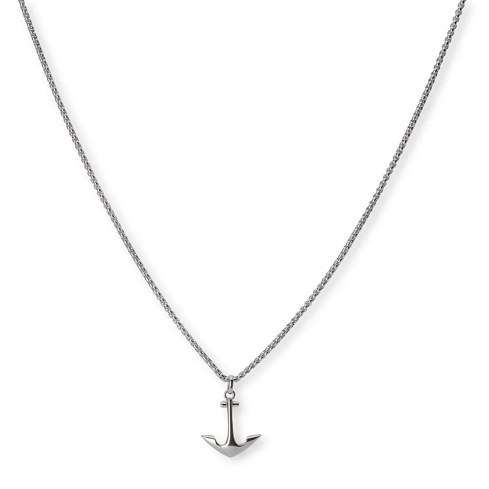 Stålhalsband för herr, ankare - 55+5 cm