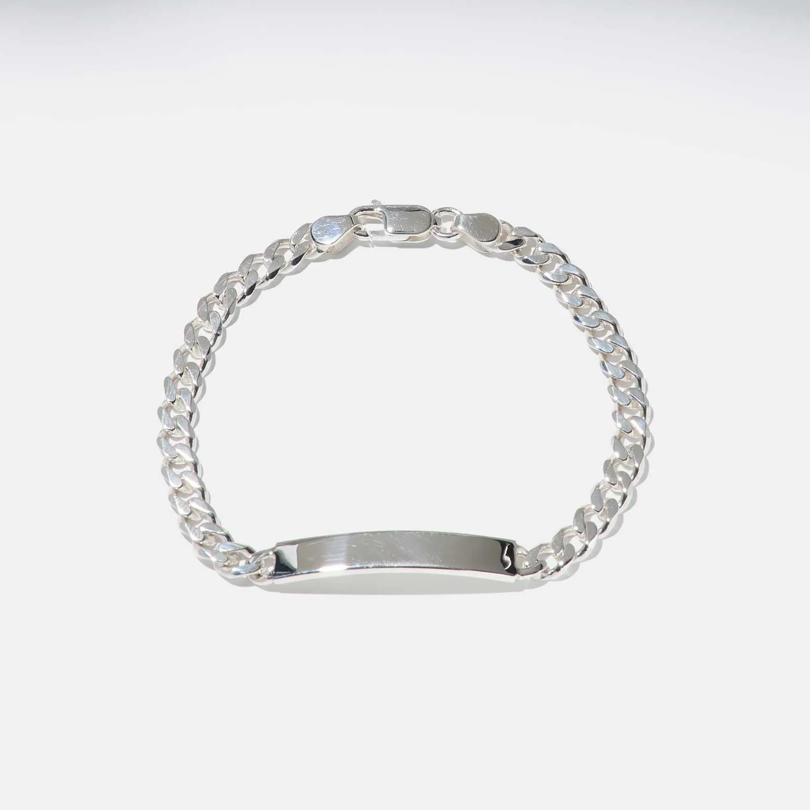 Silverarmband herr kedja & gravyrbricka 6 mm