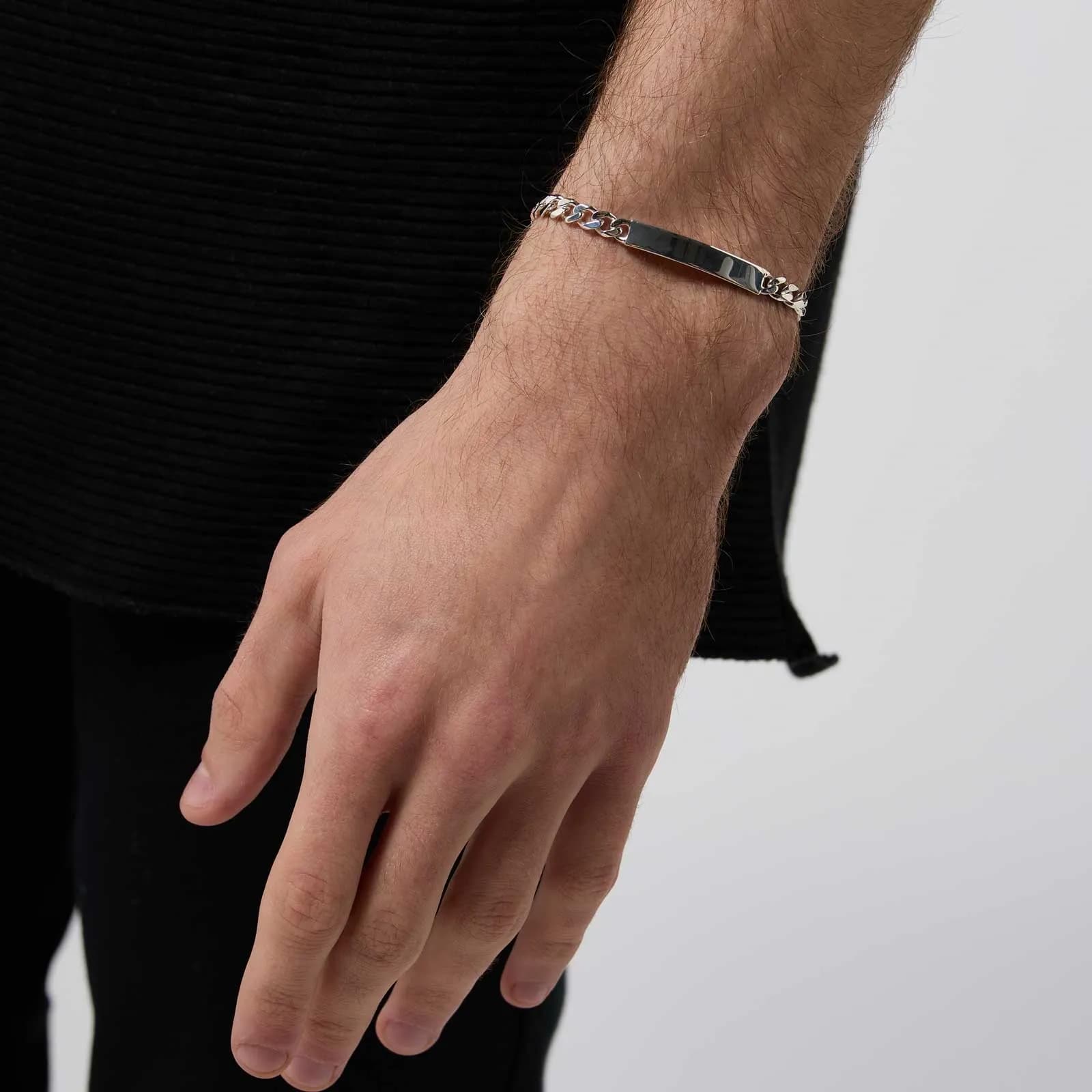 Silverarmband herr kedja & gravyrbricka 6 mm 2