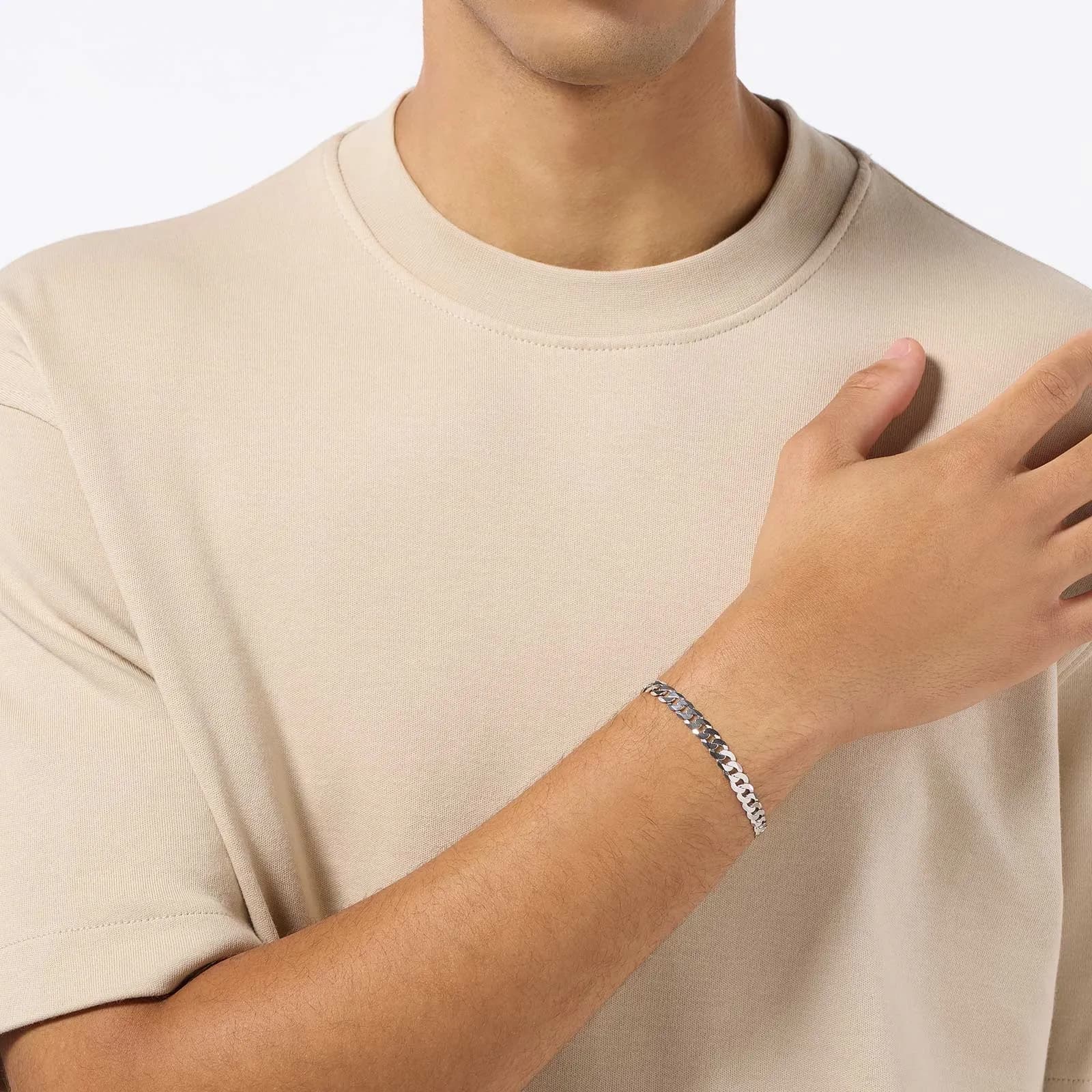 Silverarmband herr 6,8mm platt pansar 20cm 2