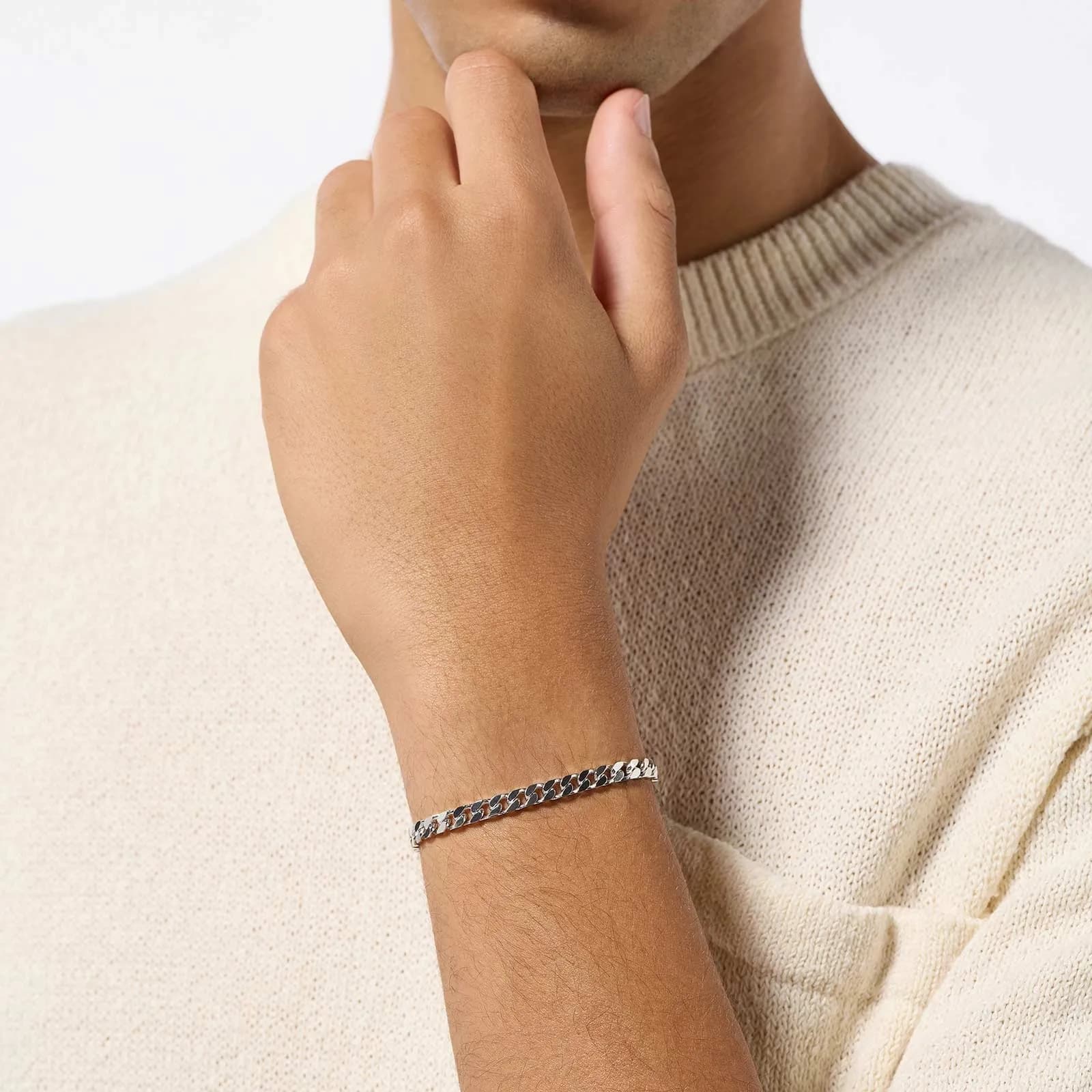 Silverarmband herr 4,2mm platt pansar 20cm 2