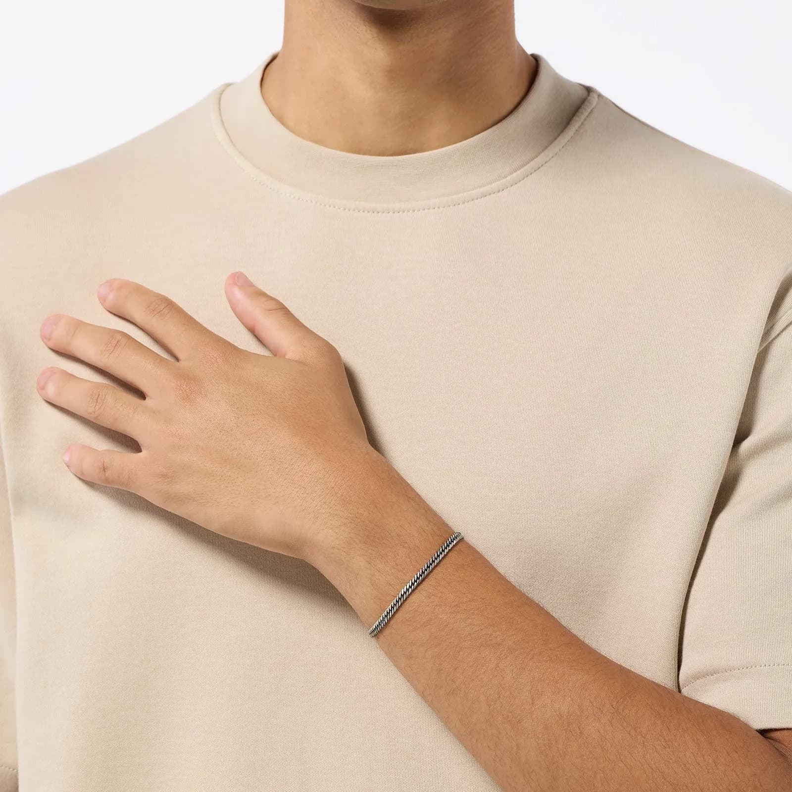 Silverarmband herr 4mm platt pansar 20cm 2