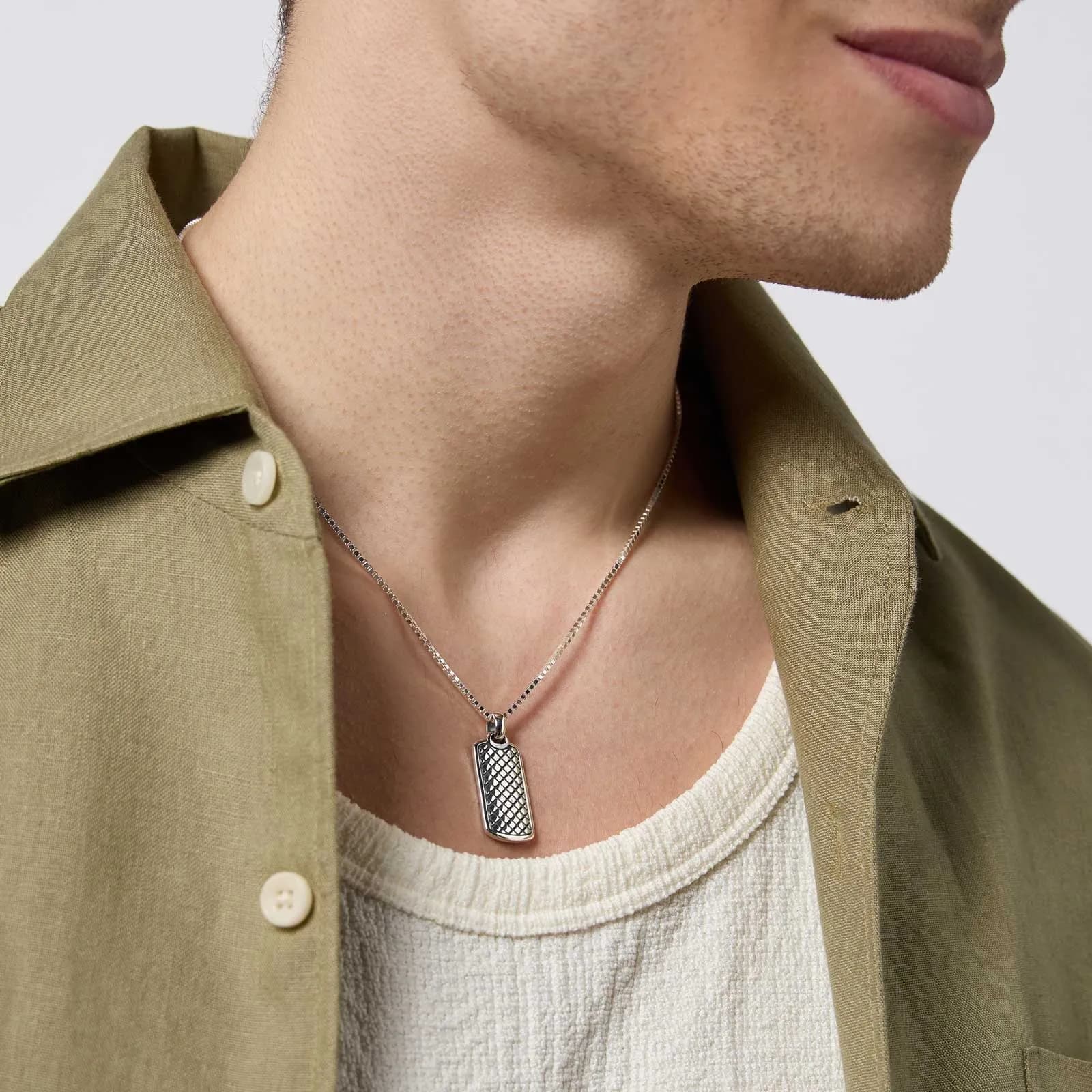 Silverhalsband herr - dogtag 55+5 cm 2