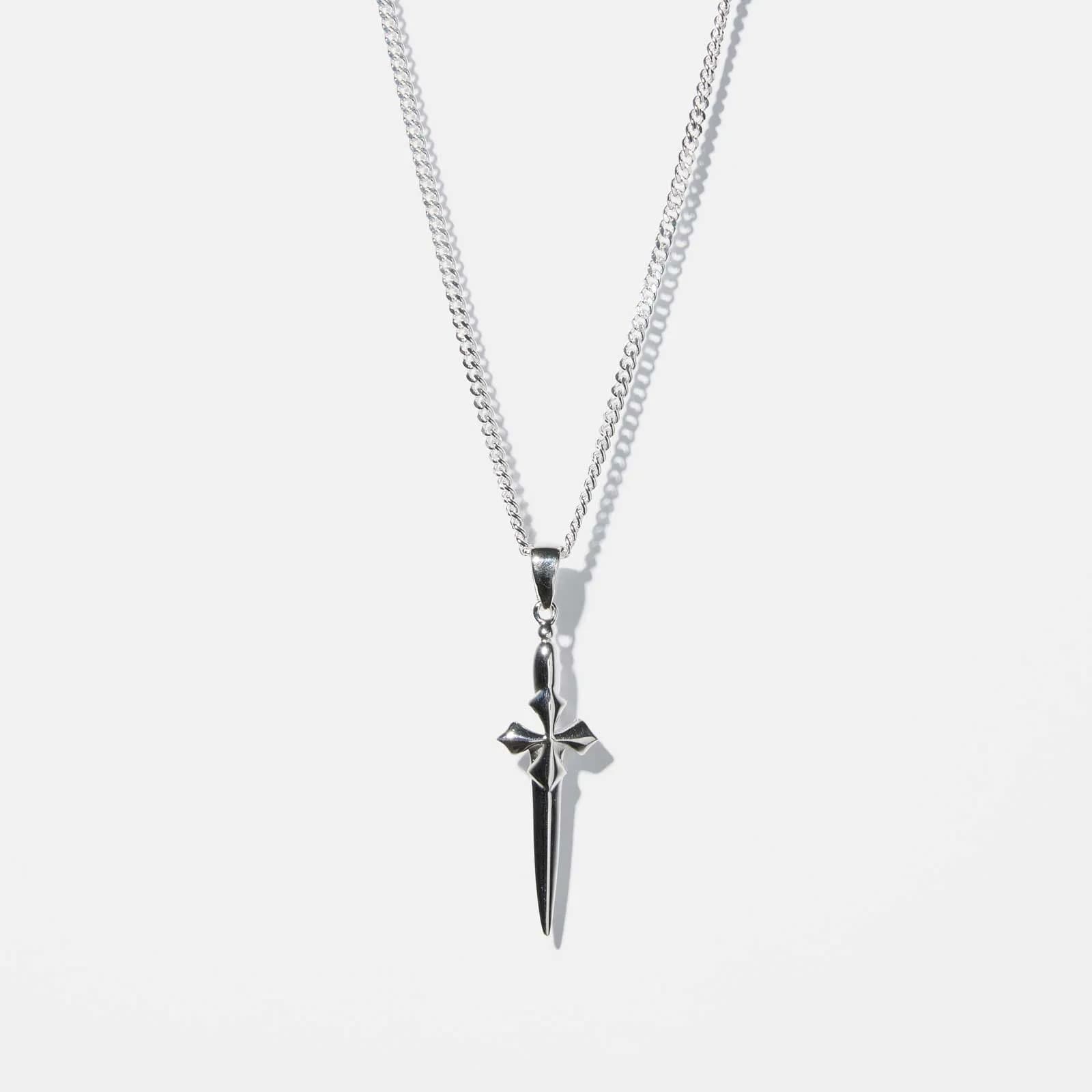 Silverhalsband herr - svärd 55+5 cm