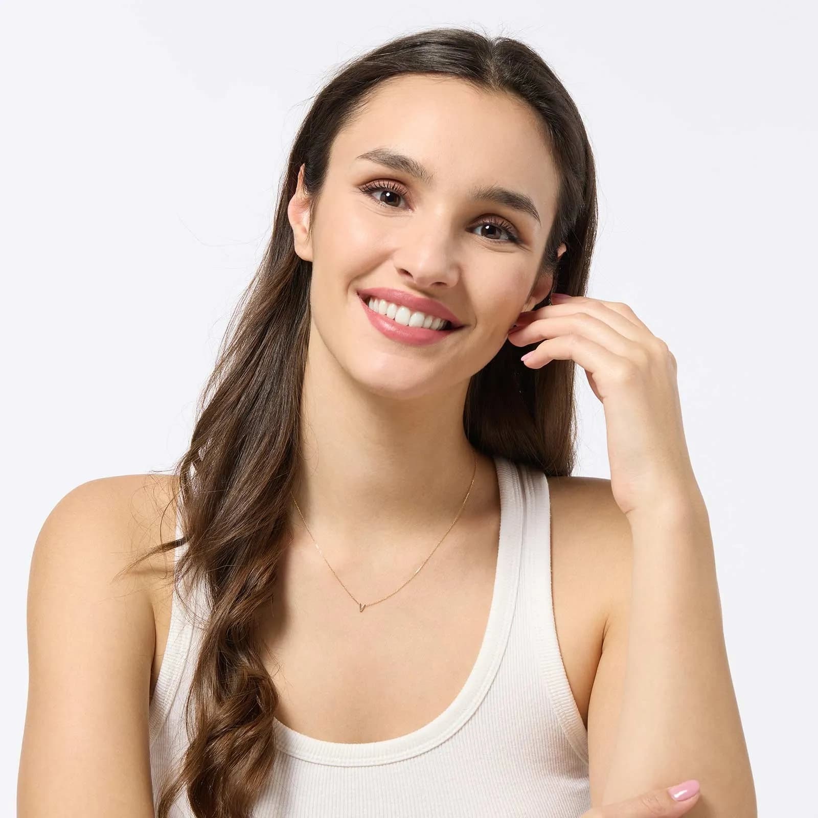 Halsband 9k guld - bokstav V, 43cm 3