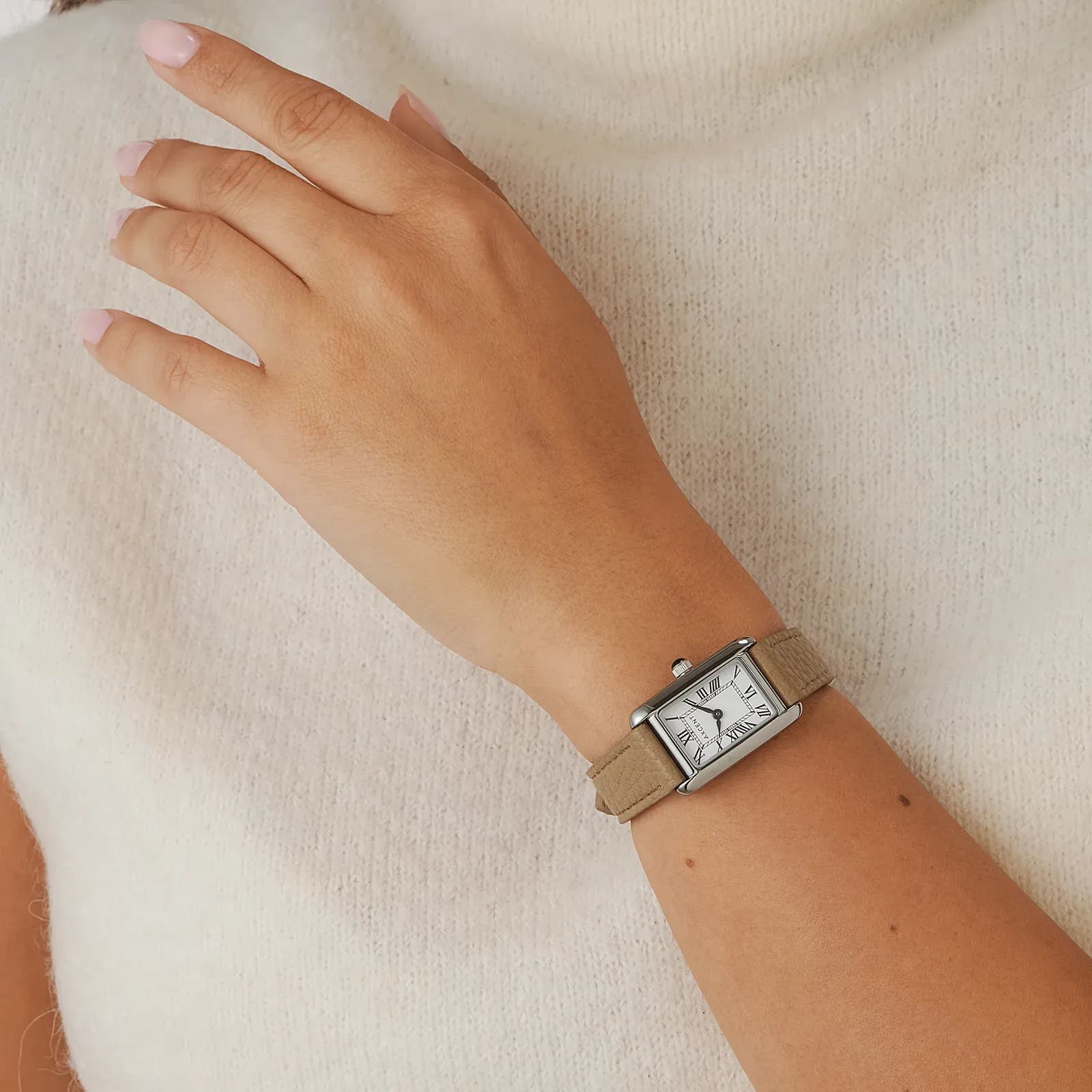 Axcent damklocka vit/silver, beige band - X25014-126 2