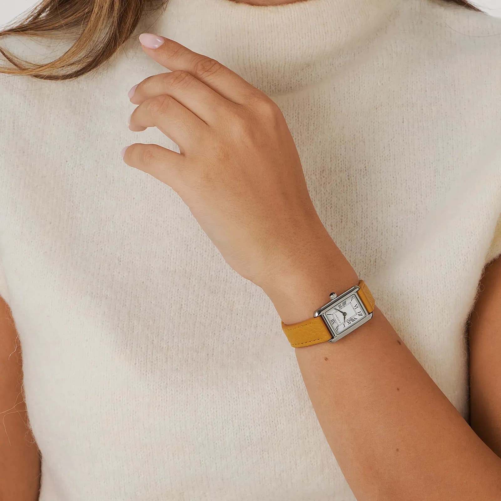 Axcent damklocka vit/silver, beige band - X25014-129 2