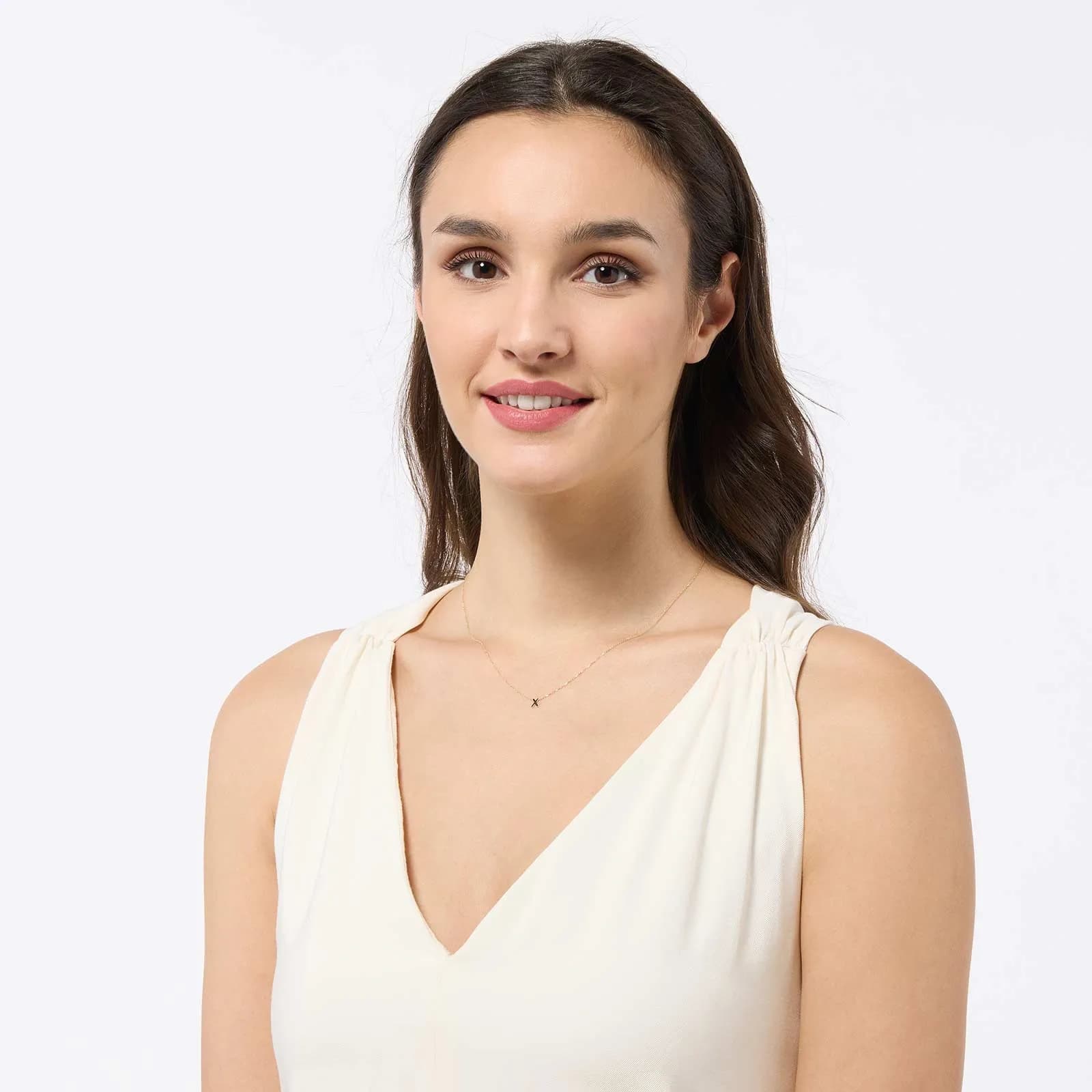 Halsband 9k guld - bokstav X, 43cm 2