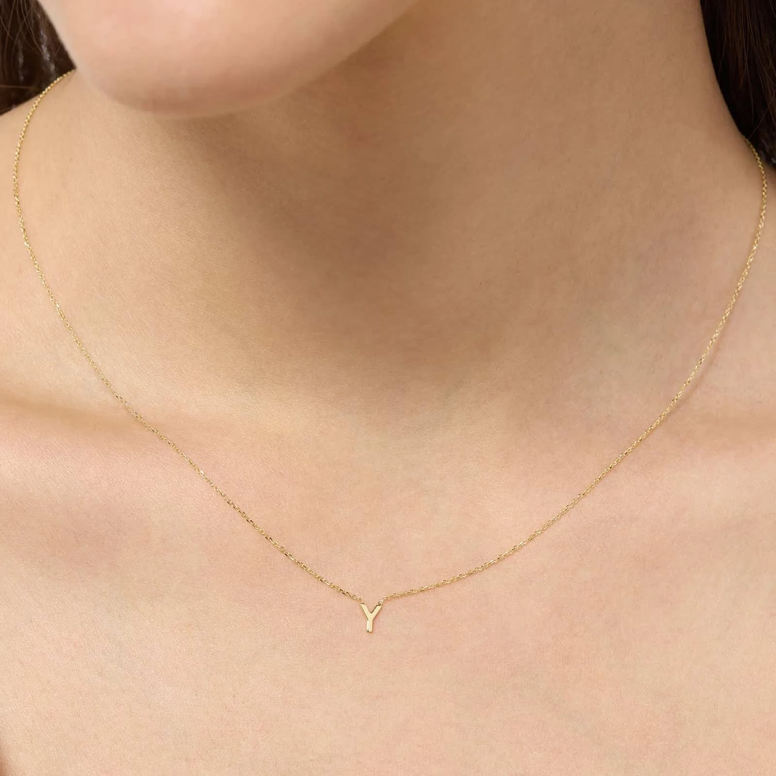 Halsband 9k guld - bokstav Y, 43cm 3