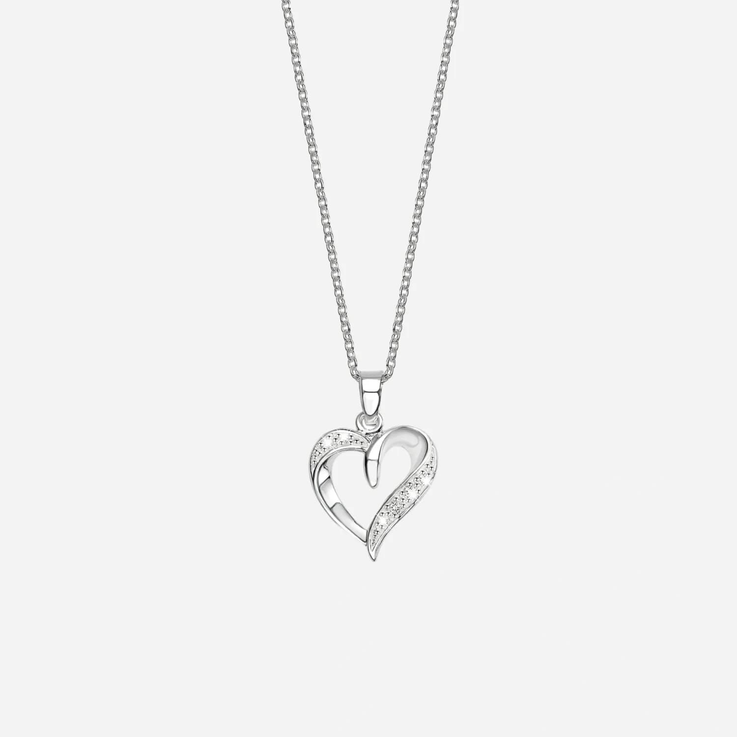 Halsband i rhodinerat silver - hjärta i Kubisk Zirkonia, 42+3 cm